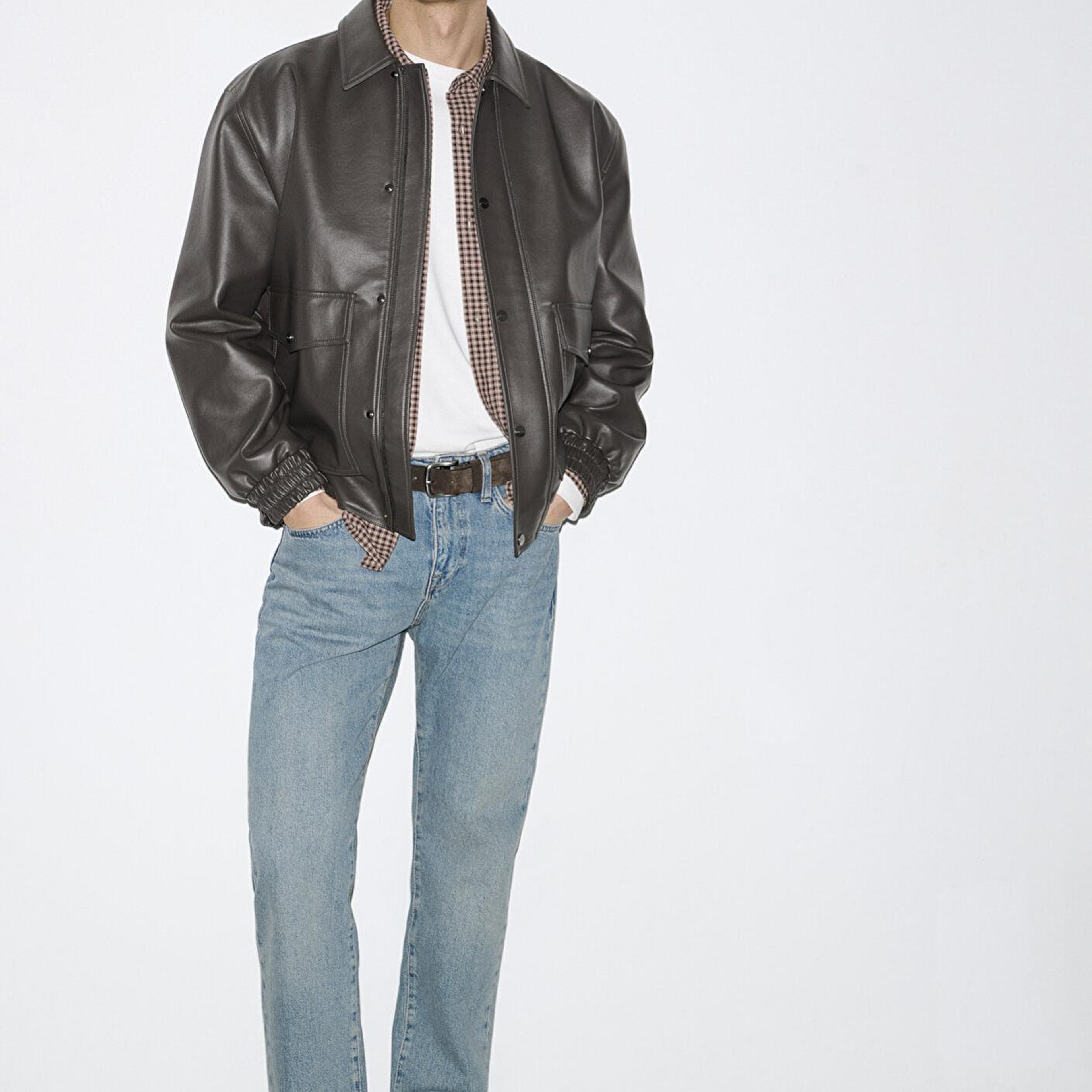 Mavi Kahverengi Suni Deri Ceket Loose Fit / Bol Rahat Kesim 0110796-70219