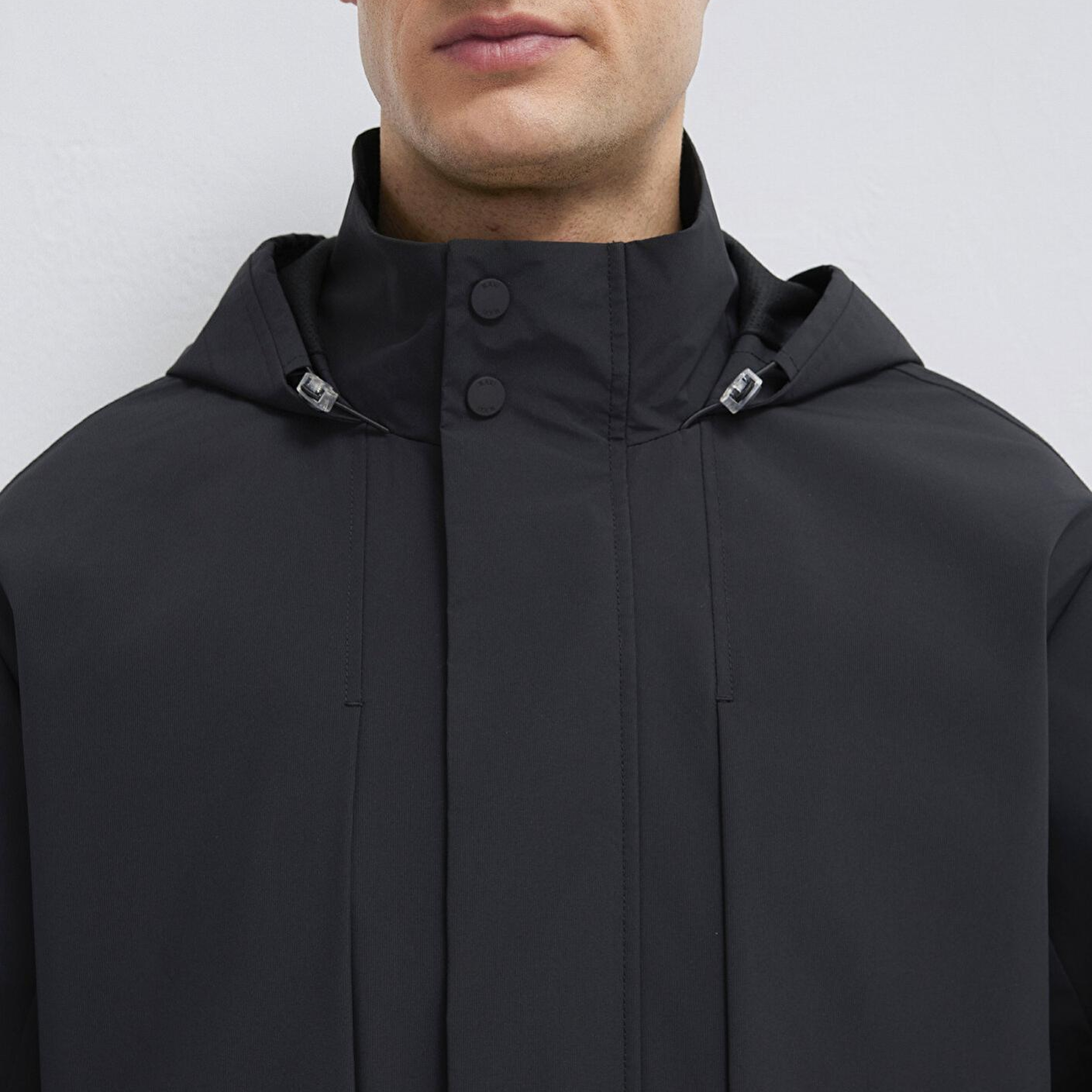 Mavi Kapüşonlu Siyah Ceket Loose Fit / Bol Rahat Kesim 0110757-71379