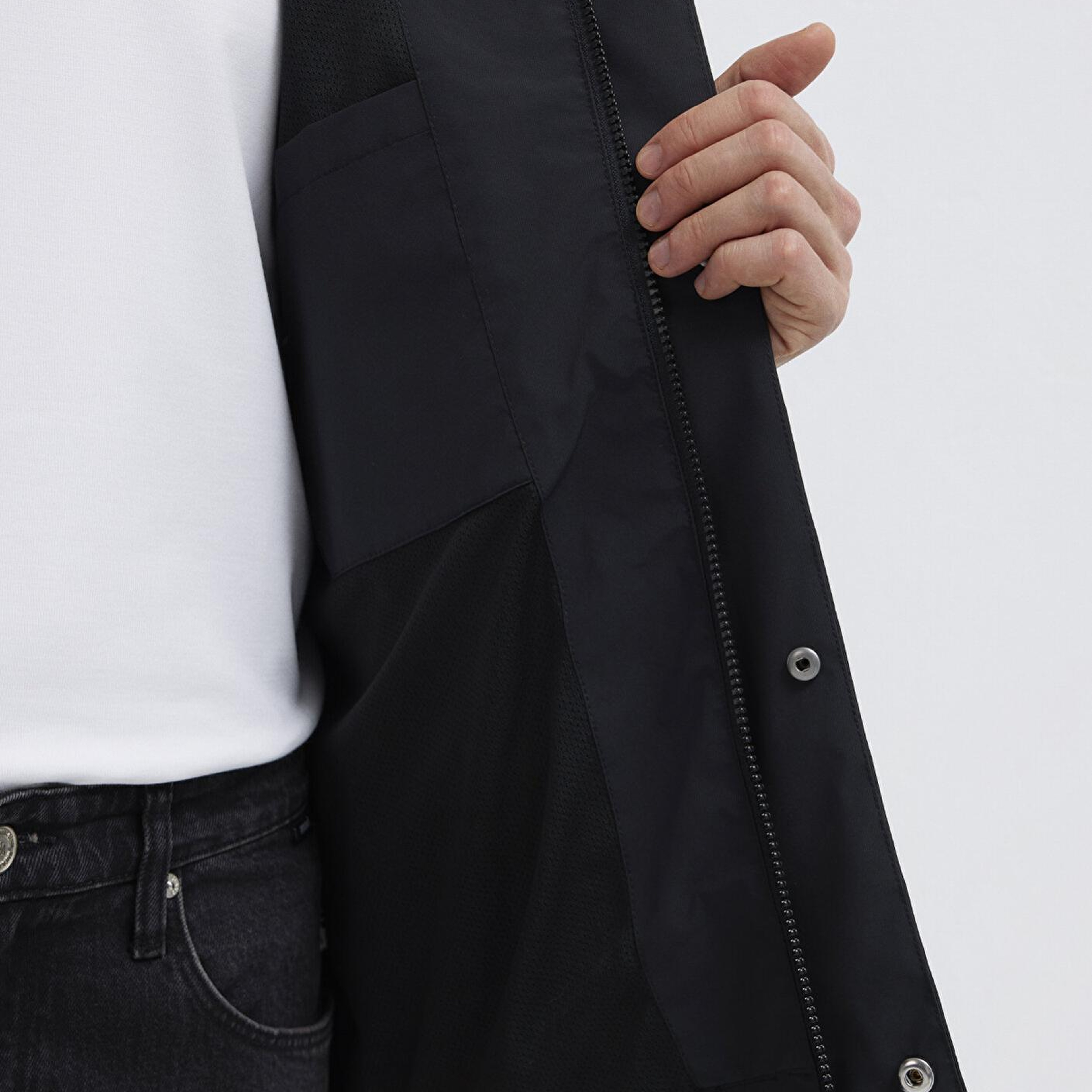 Mavi Kapüşonlu Siyah Ceket Loose Fit / Bol Rahat Kesim 0110757-71379