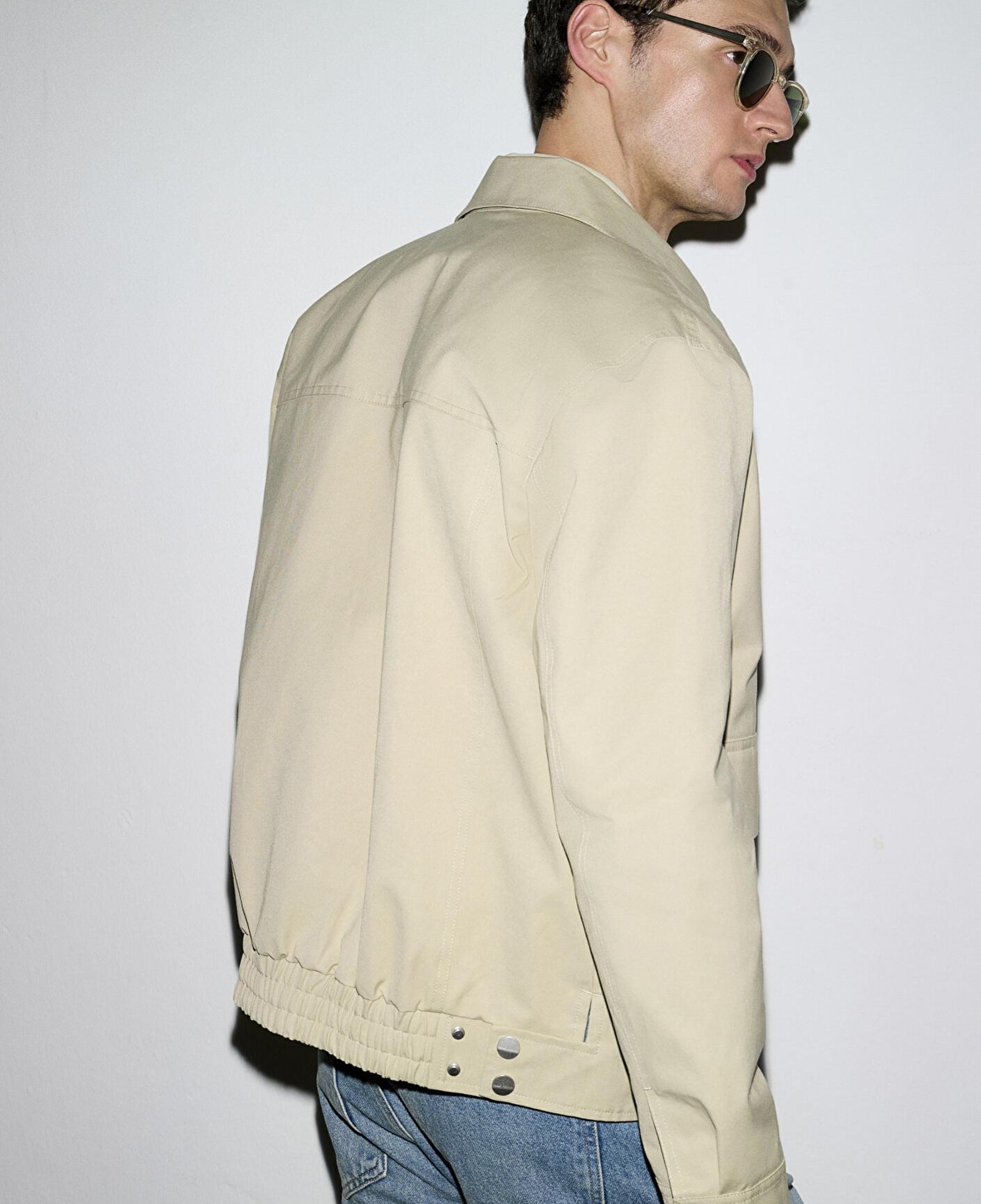 Mavi Cep Detaylı Bej Ceket Loose Fit / Bol Rahat Kesim 0110777-70186