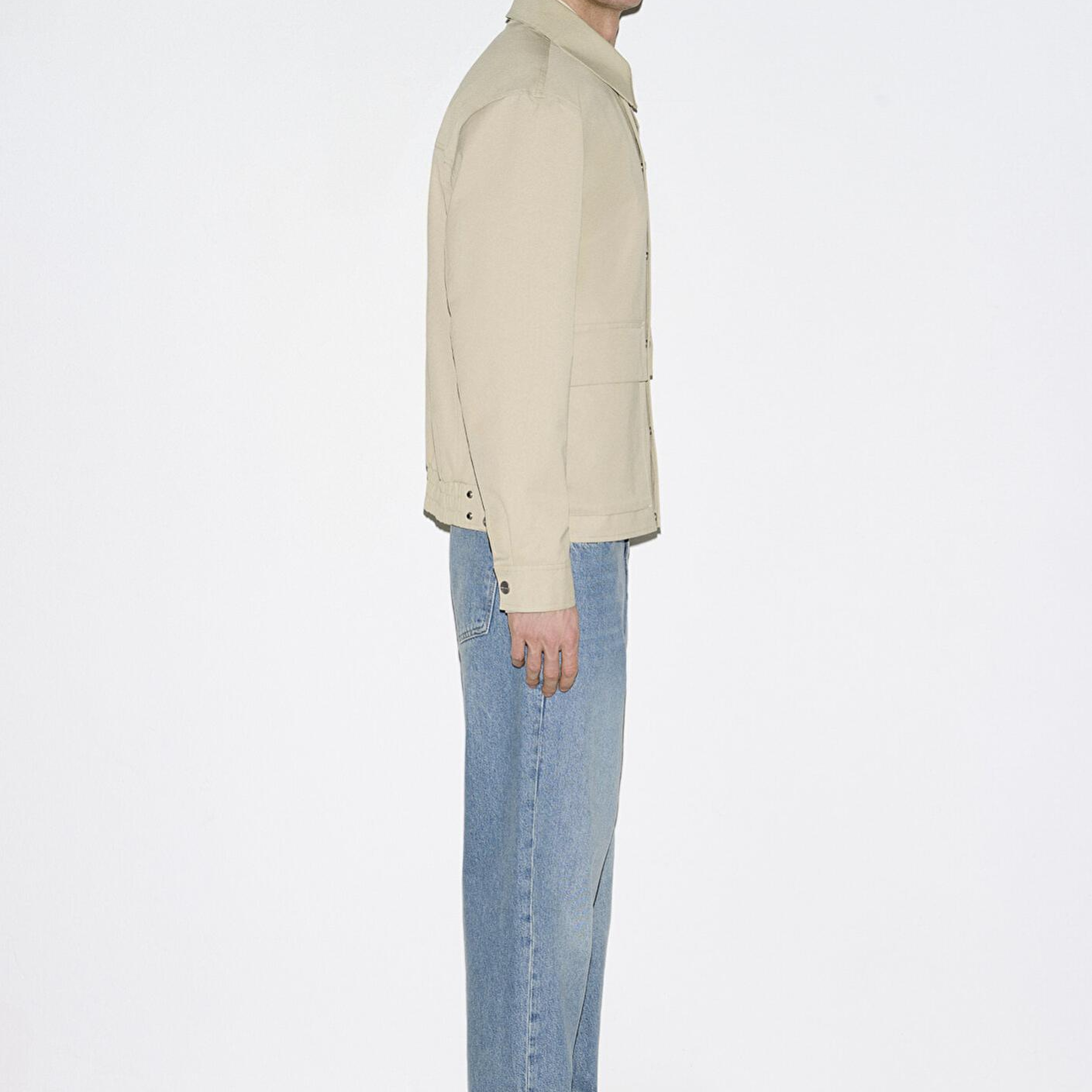 Mavi Cep Detaylı Bej Ceket Loose Fit / Bol Rahat Kesim 0110777-70186