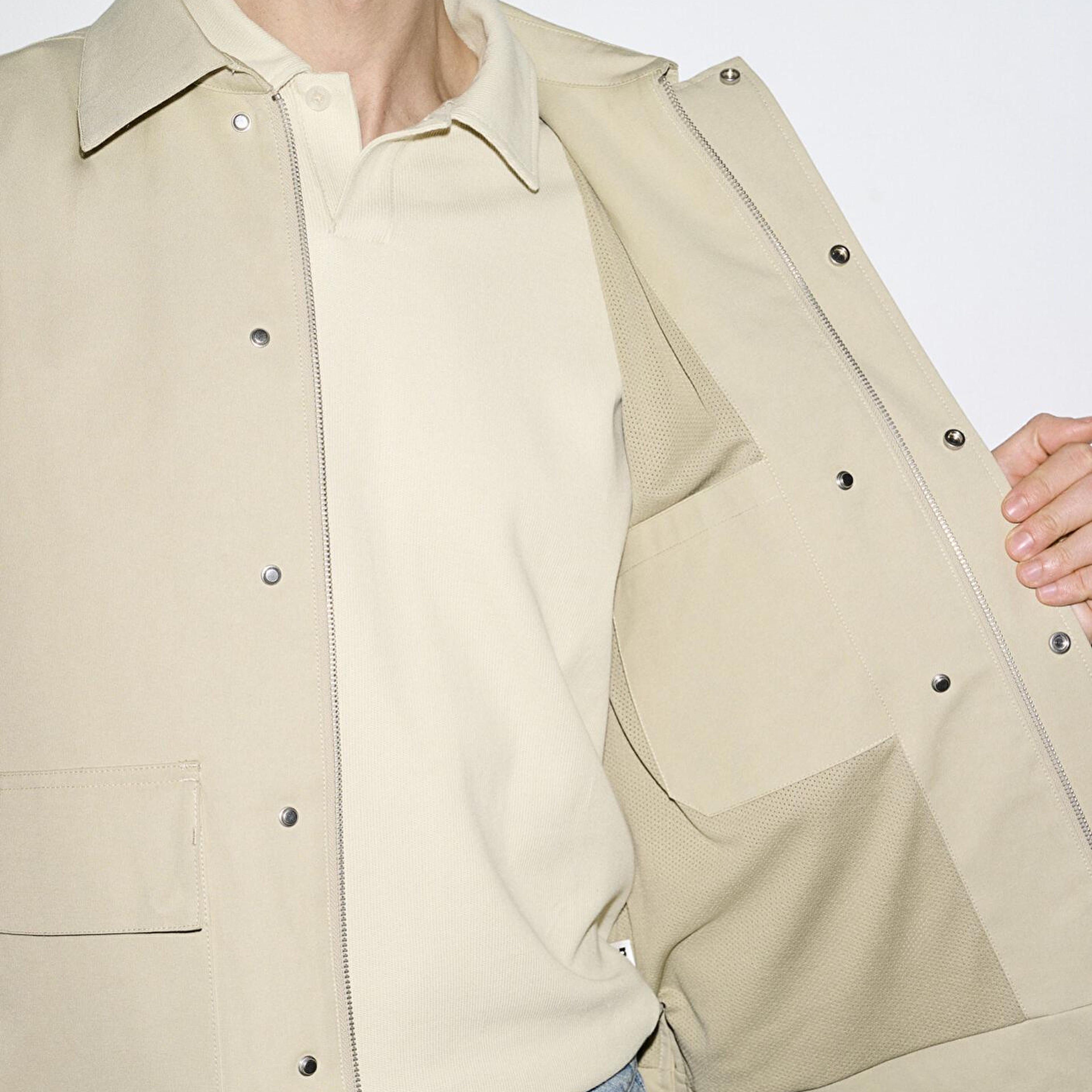 Mavi Cep Detaylı Bej Ceket Loose Fit / Bol Rahat Kesim 0110777-70186