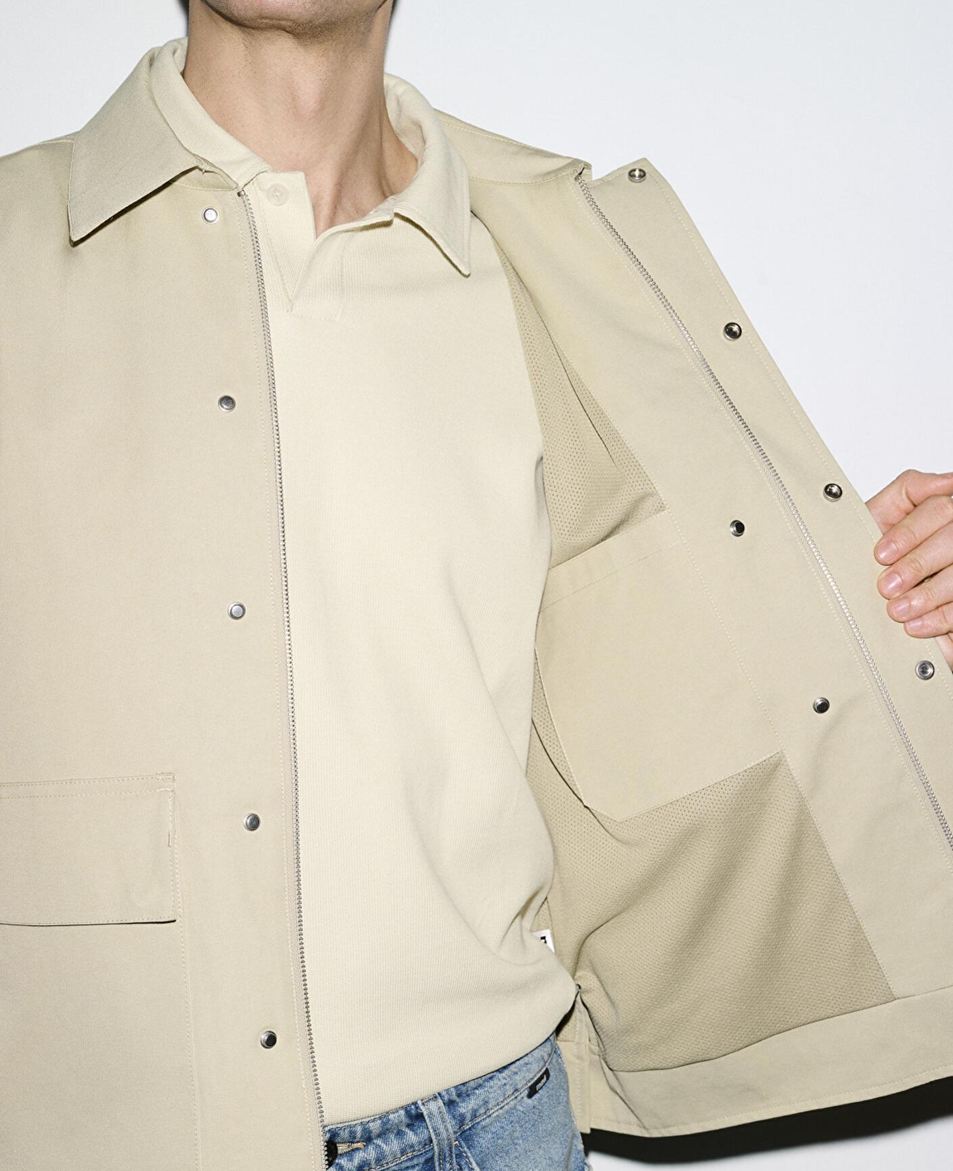 Mavi Cep Detaylı Bej Ceket Loose Fit / Bol Rahat Kesim 0110777-70186