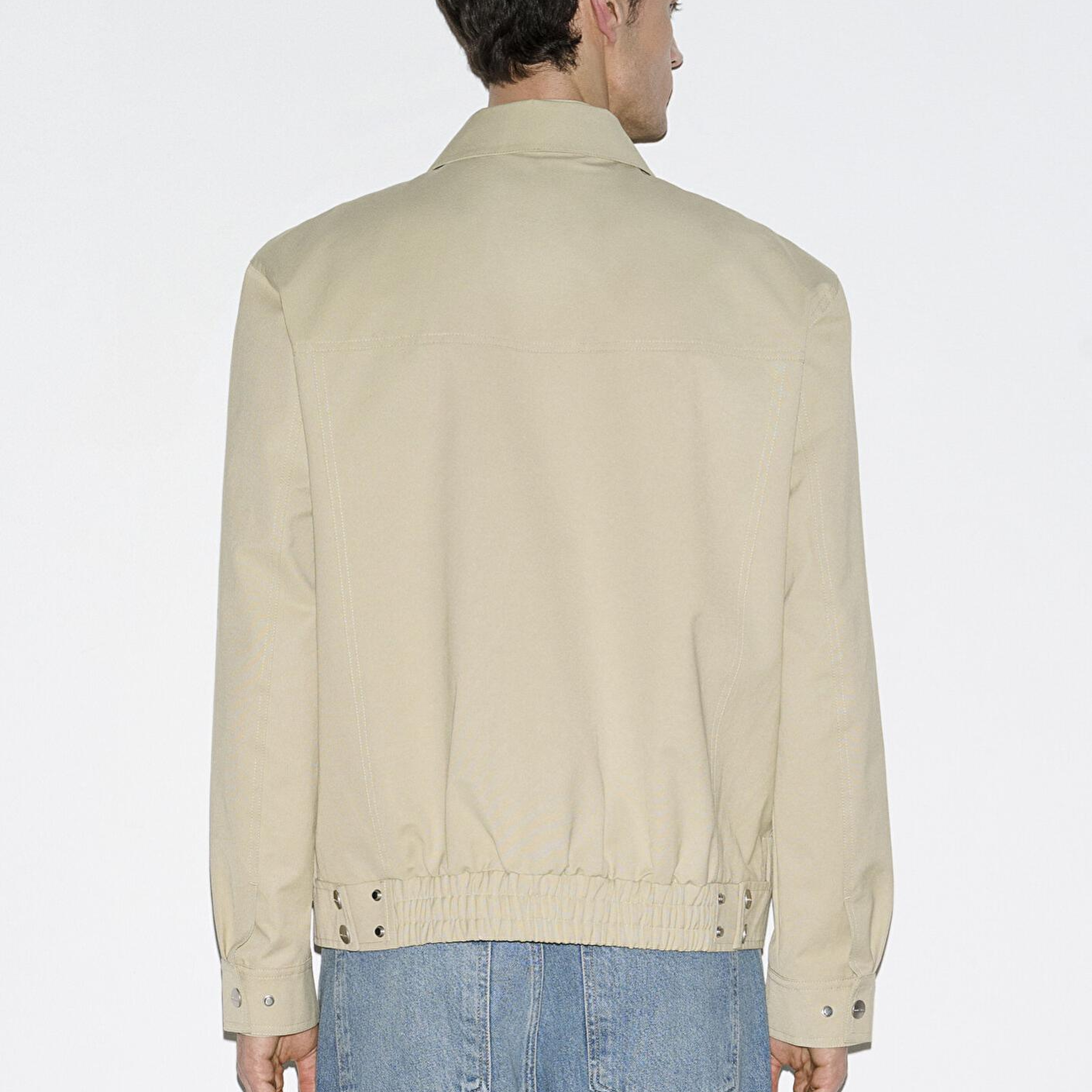 Mavi Cep Detaylı Bej Ceket Loose Fit / Bol Rahat Kesim 0110777-70186