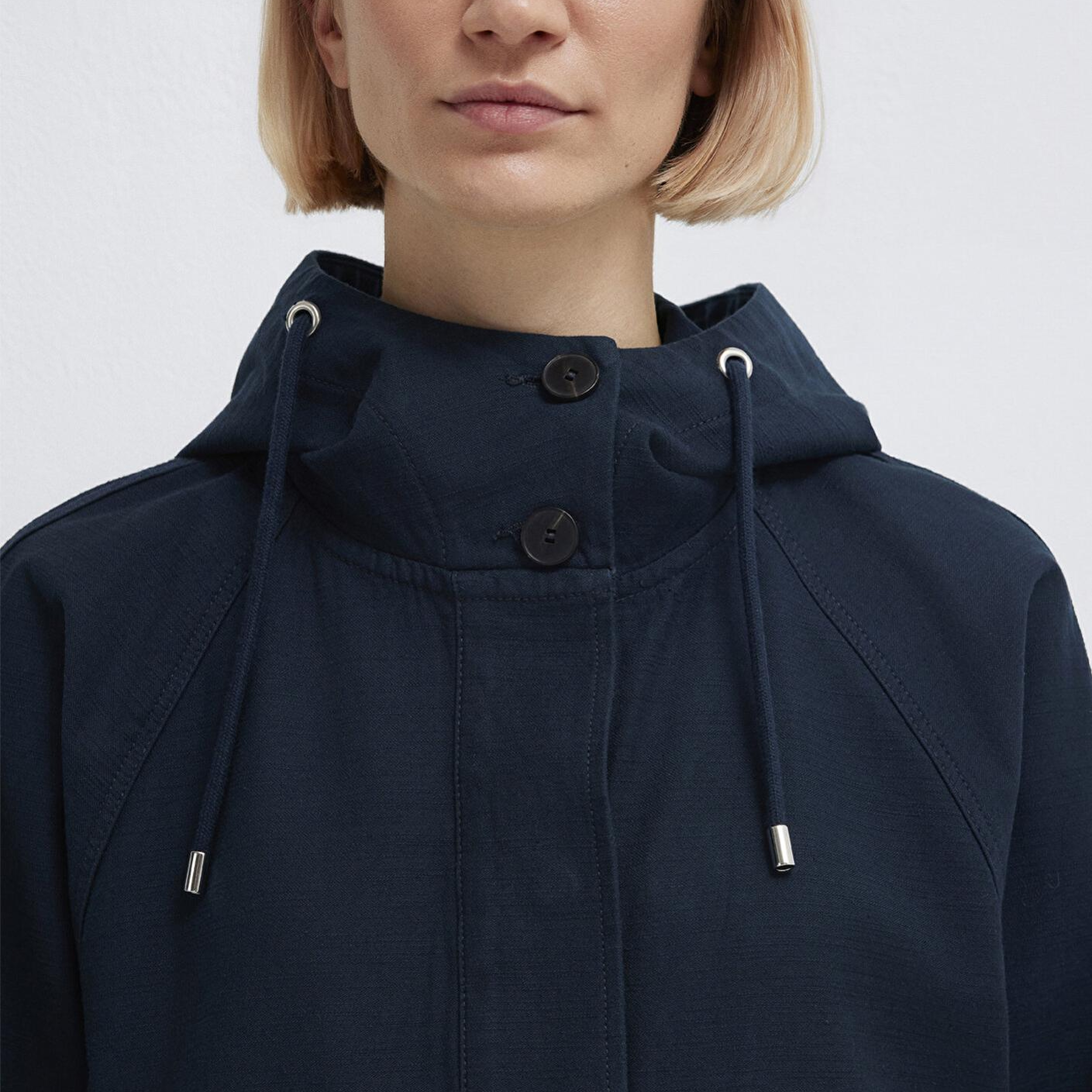 Mavi Kapüşonlu Lacivert Kısa Ceket Oversize / Geniş Kesim 1110625-82906