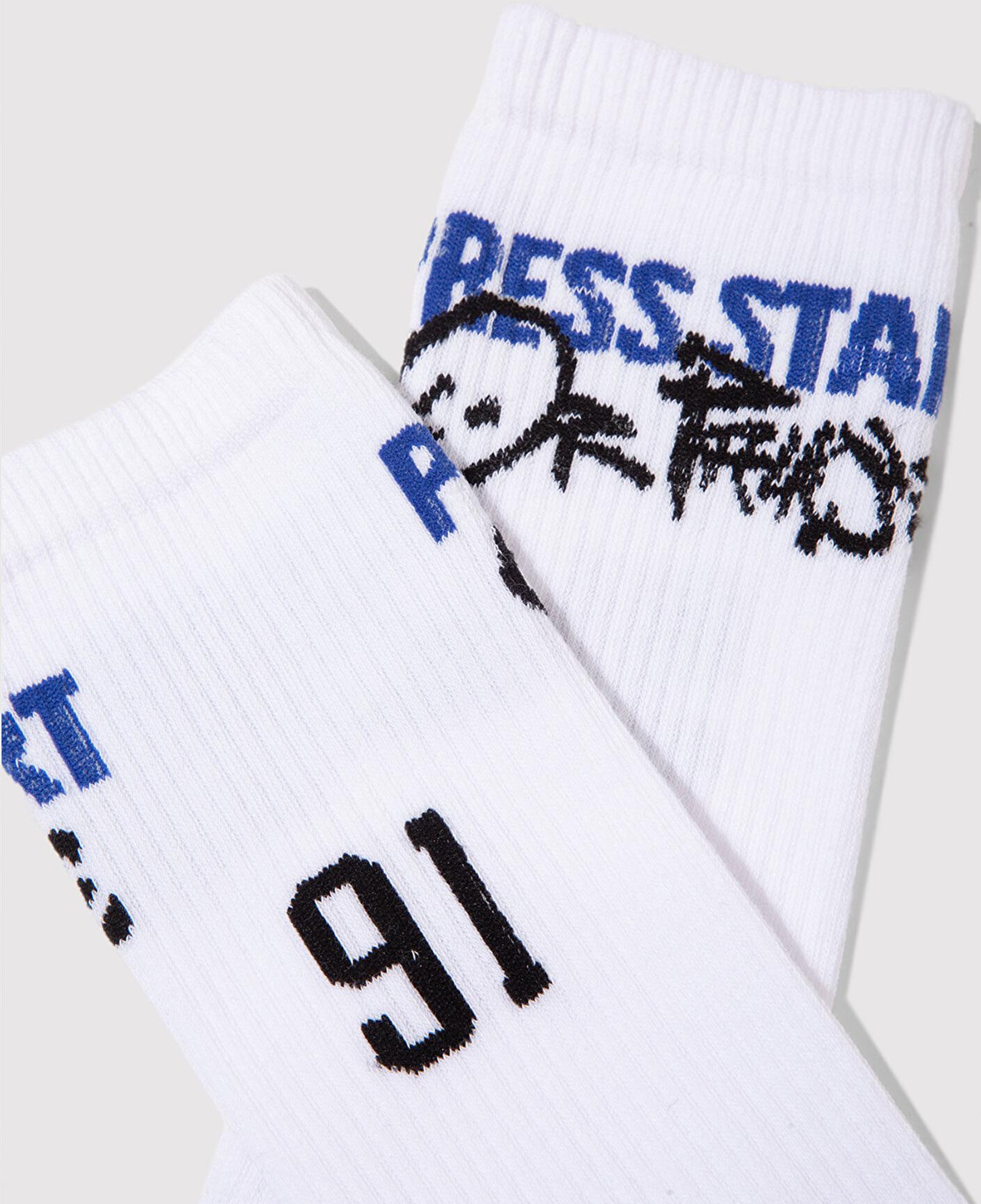 Mavi Press Start Baskılı Beyaz Soket Çorap 0912198-620