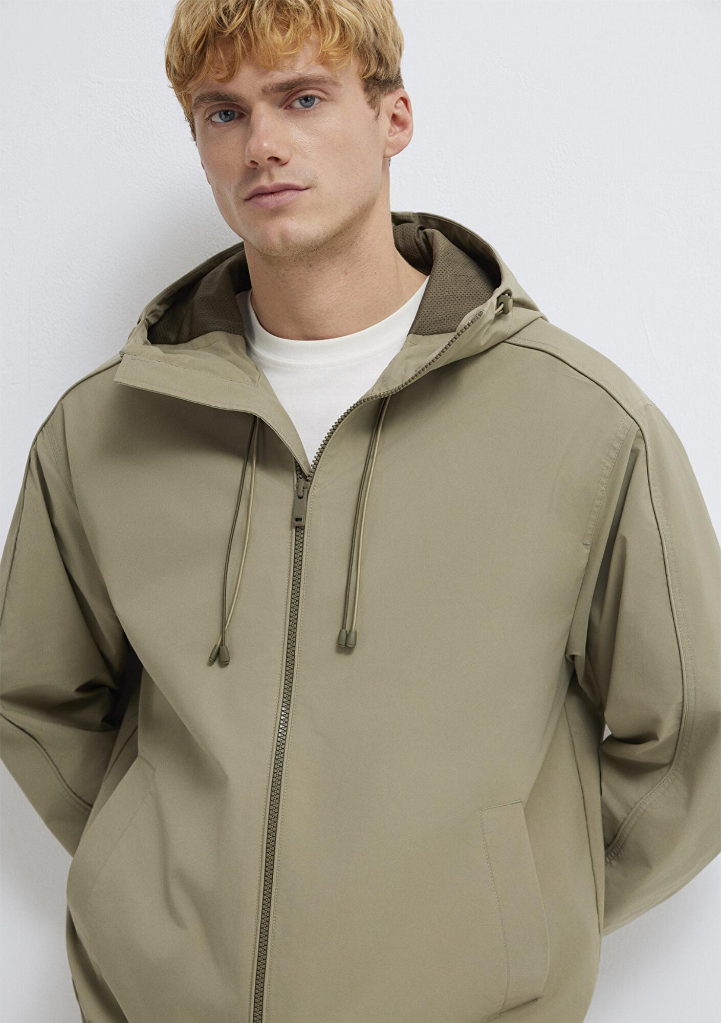 Mavi Kapüşonlu Yeşil Ceket Loose Fit / Bol Rahat Kesim 0110818-86749