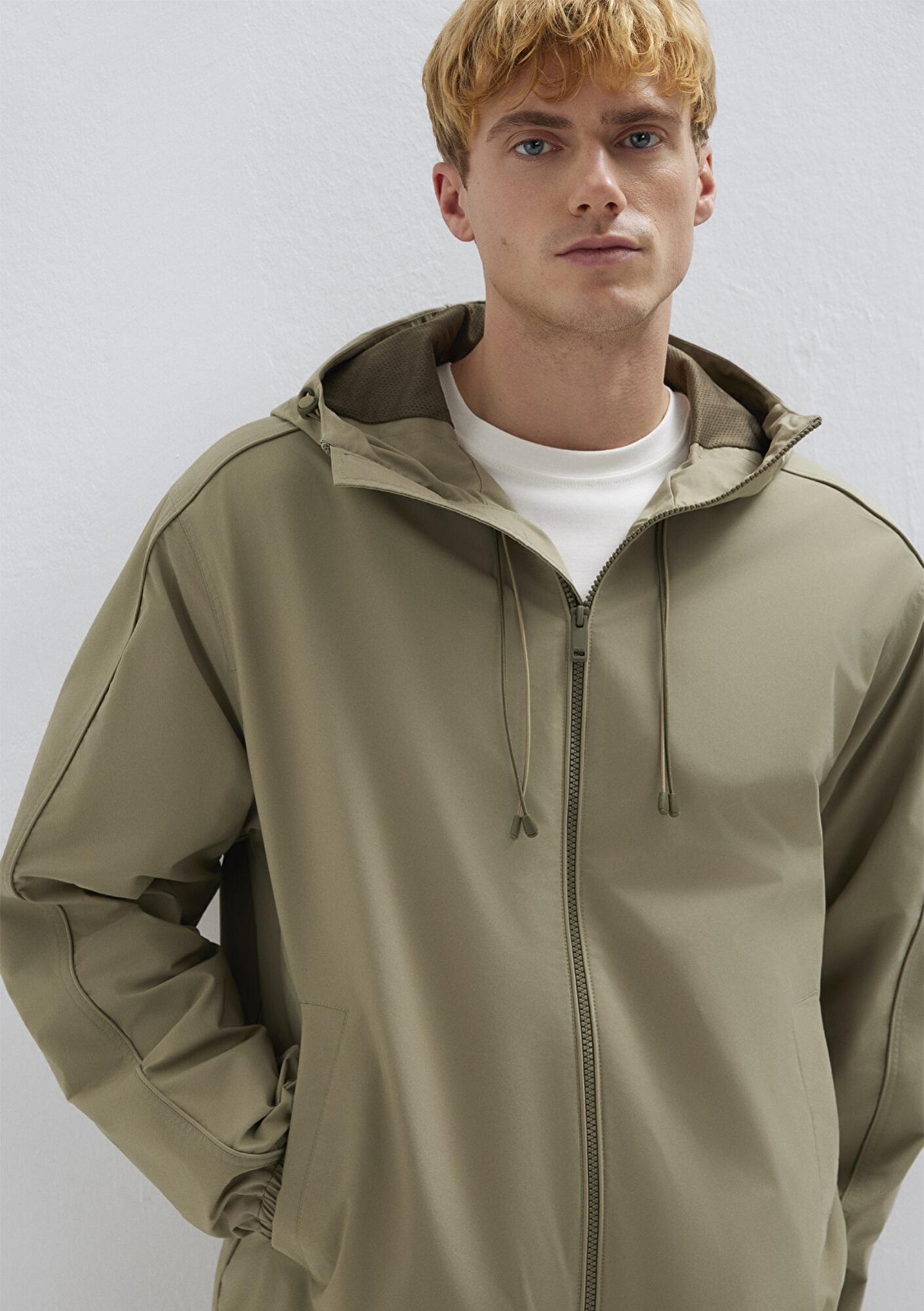 Mavi Kapüşonlu Yeşil Ceket Loose Fit / Bol Rahat Kesim 0110818-86749