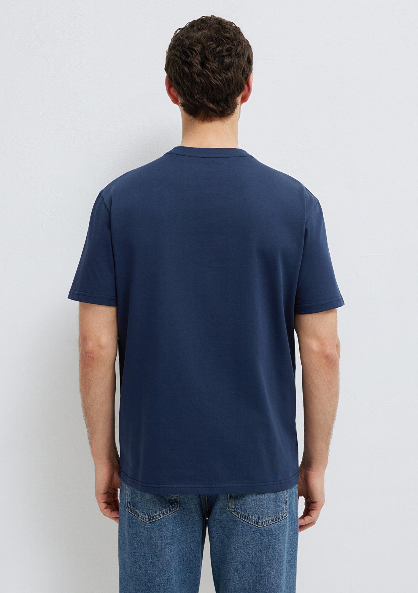 Mavi Baskılı Lacivert Tişört Loose Fit / Bol Rahat Kesim 0613156-70490