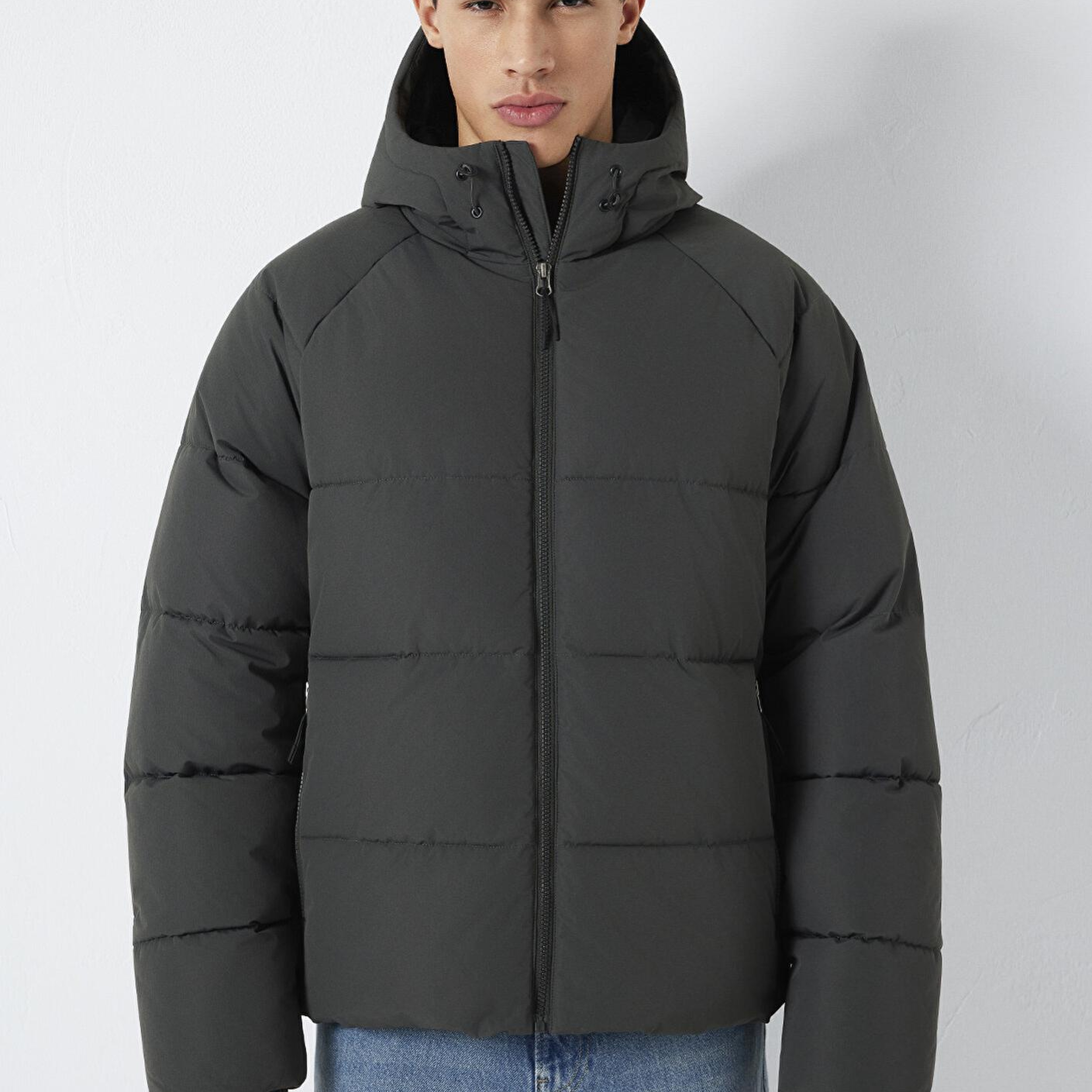 Mavi Kapüşonlu Antrasit Şişme Mont 0110756-89939