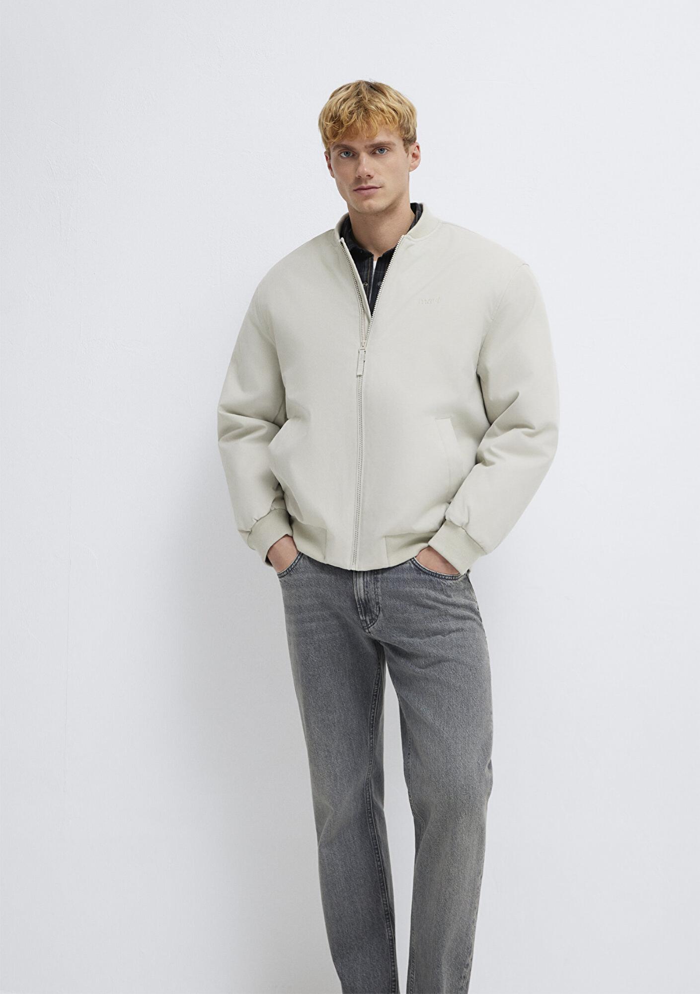 Mavi Mavi Logo Nakışlı Gri Bomber Ceket 0110774-70144