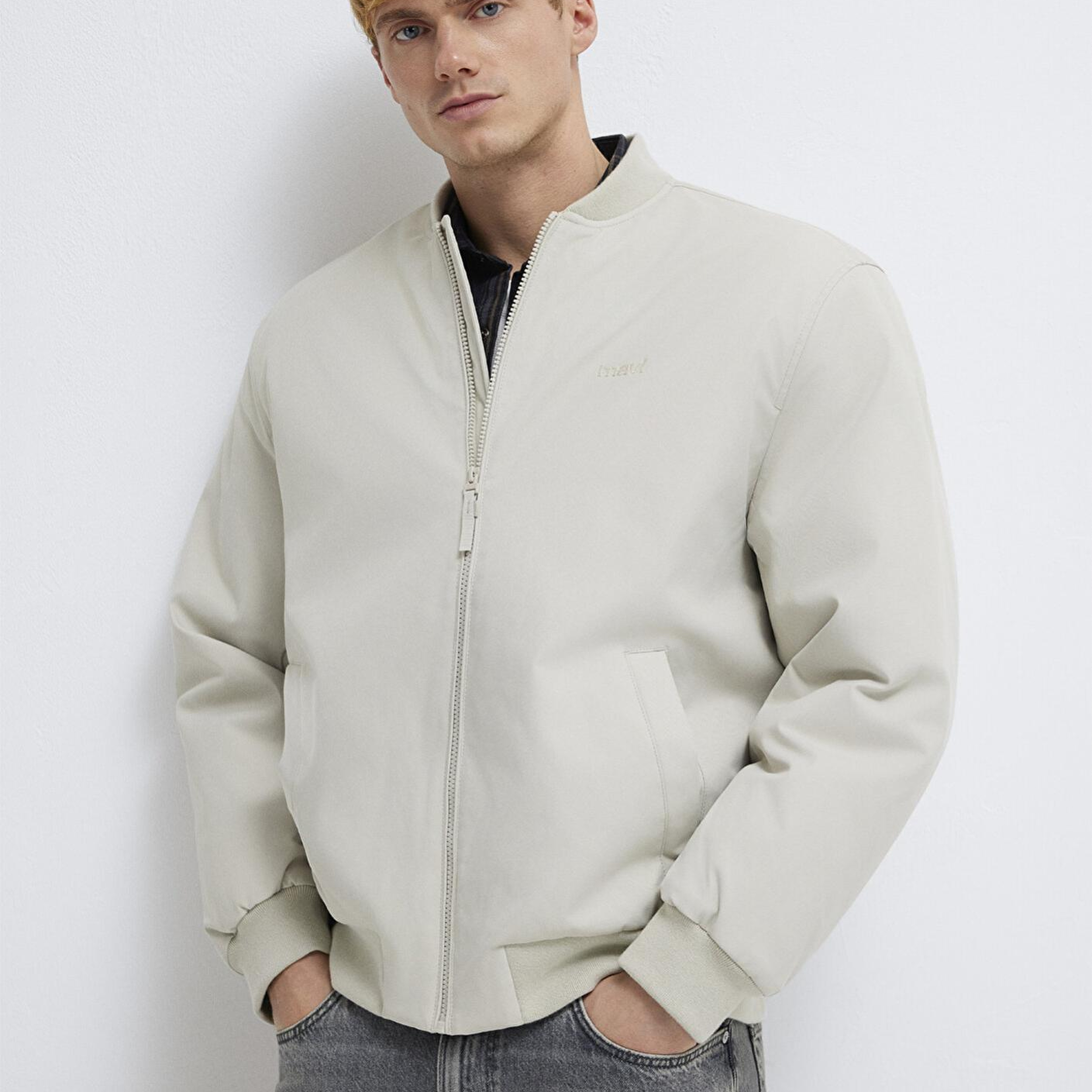 Mavi Mavi Logo Nakışlı Gri Bomber Ceket 0110774-70144