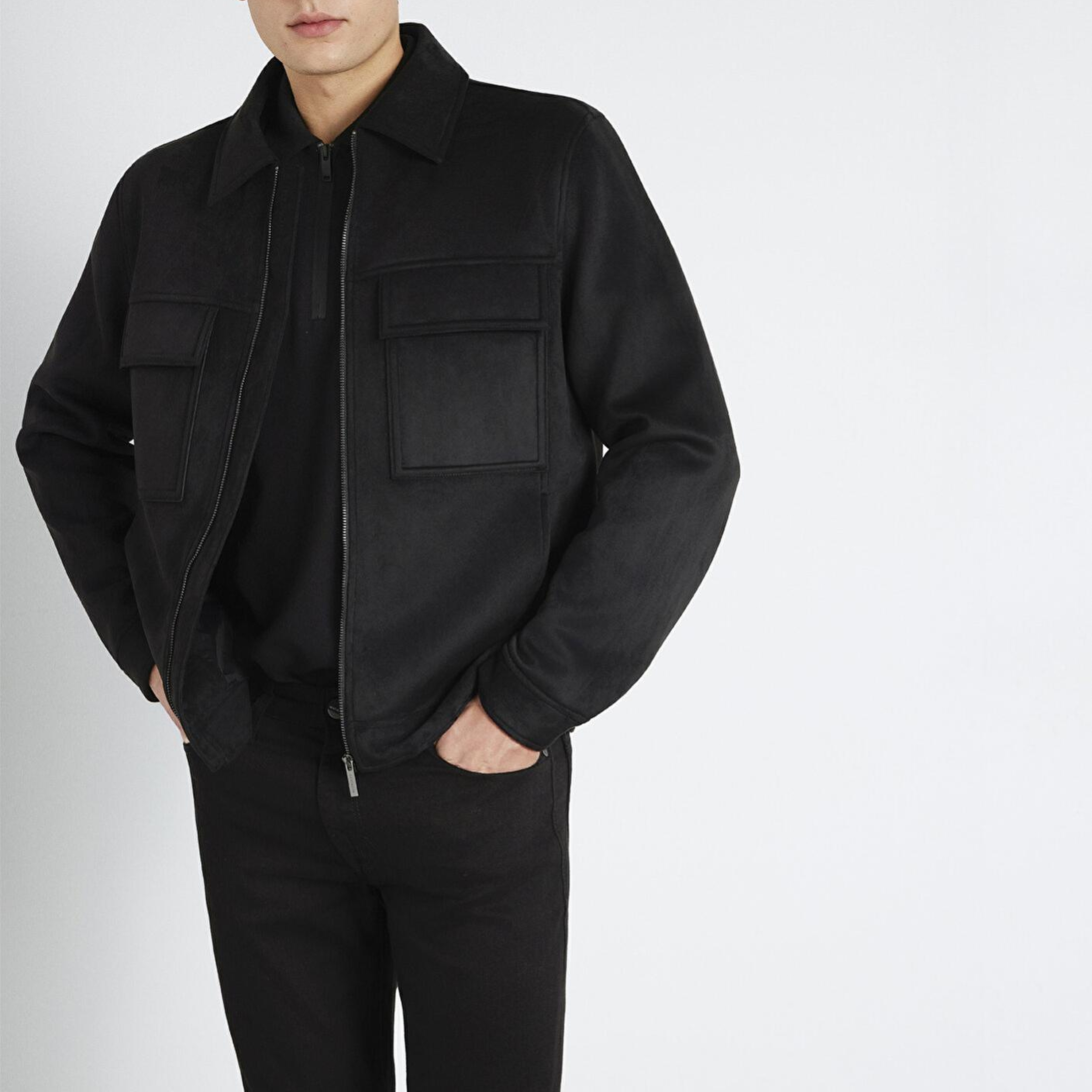 Mavi Mavi Black Cep Detaylı Siyah Suni Deri Ceket Regular Fit / Normal Kesim 0110783-71379