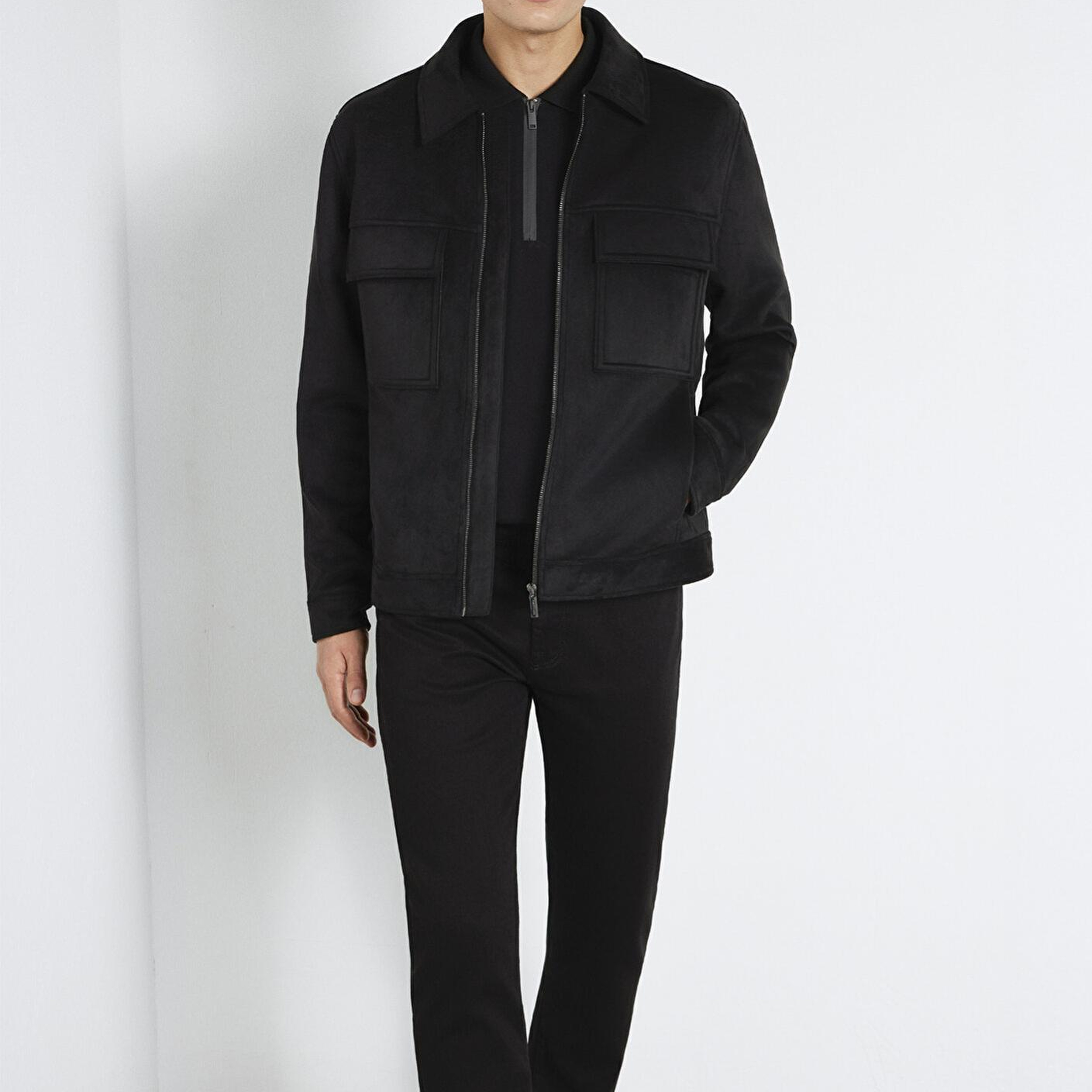 Mavi Mavi Black Cep Detaylı Siyah Suni Deri Ceket Regular Fit / Normal Kesim 0110783-71379