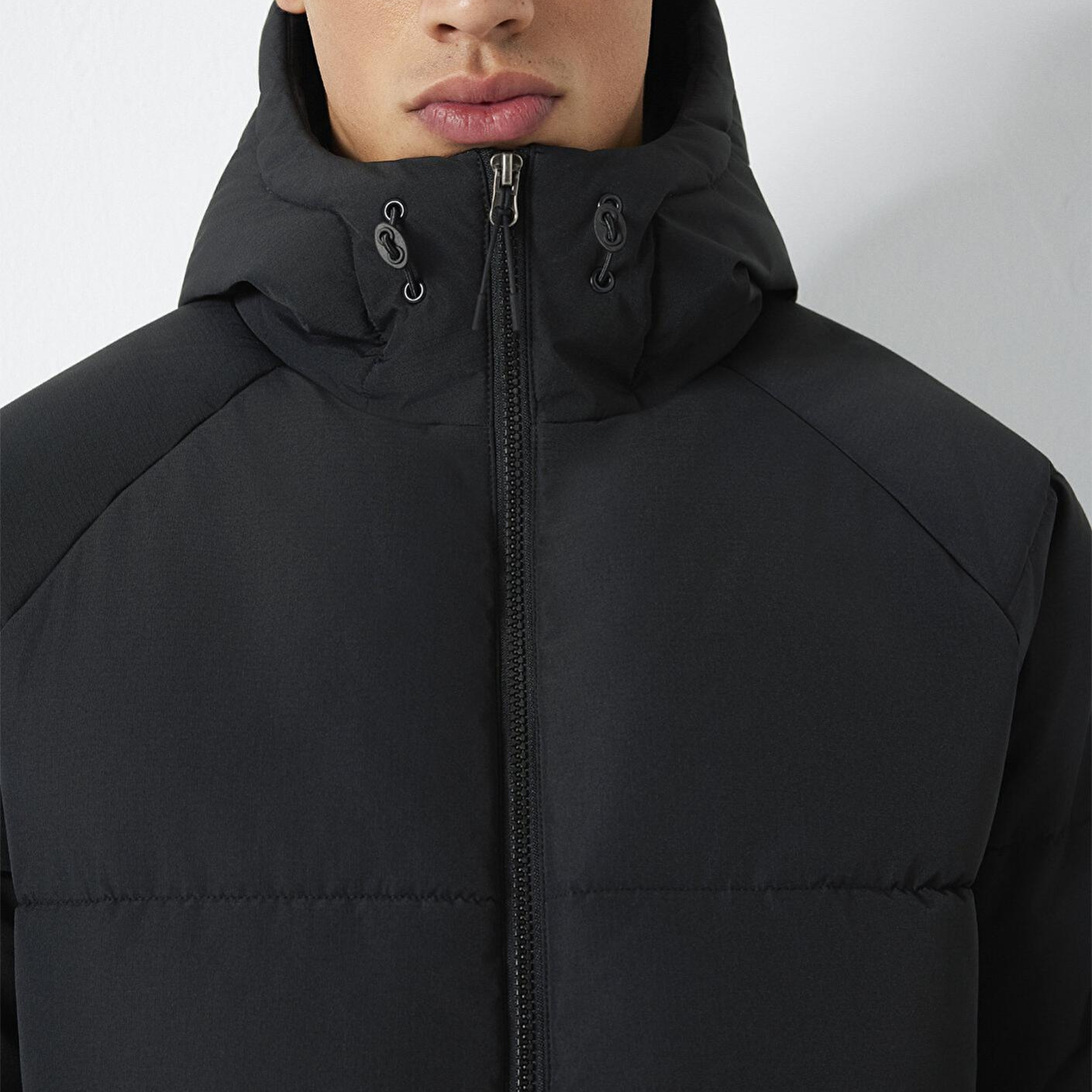 Mavi Kapüşonlu Siyah Şişme Mont 0110756-71379