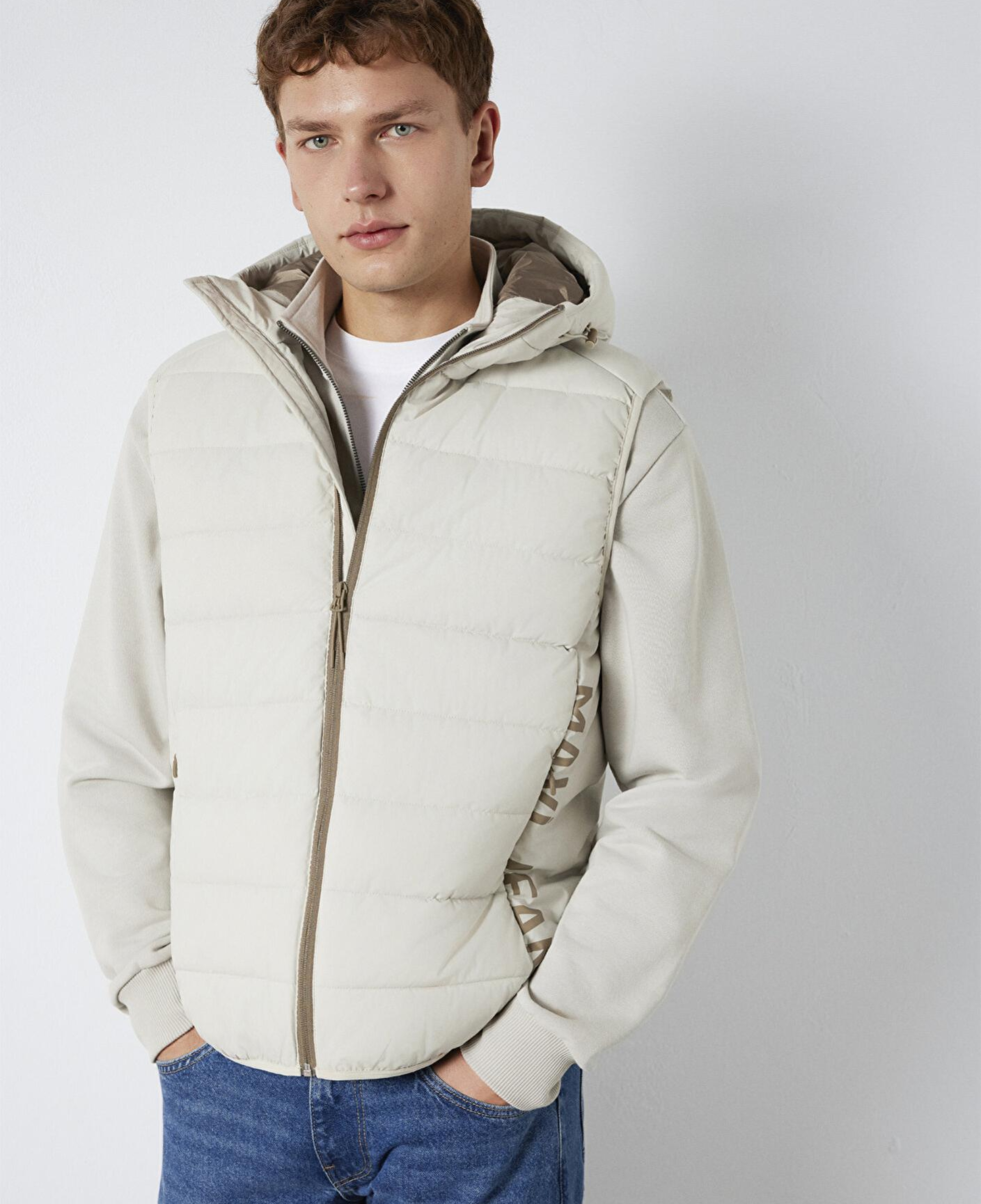 Mavi Mavi Jeans Detaylı Kapüşonlu Ekru Şişme Yelek Regular Fit / Normal Kesim 0110554-70144