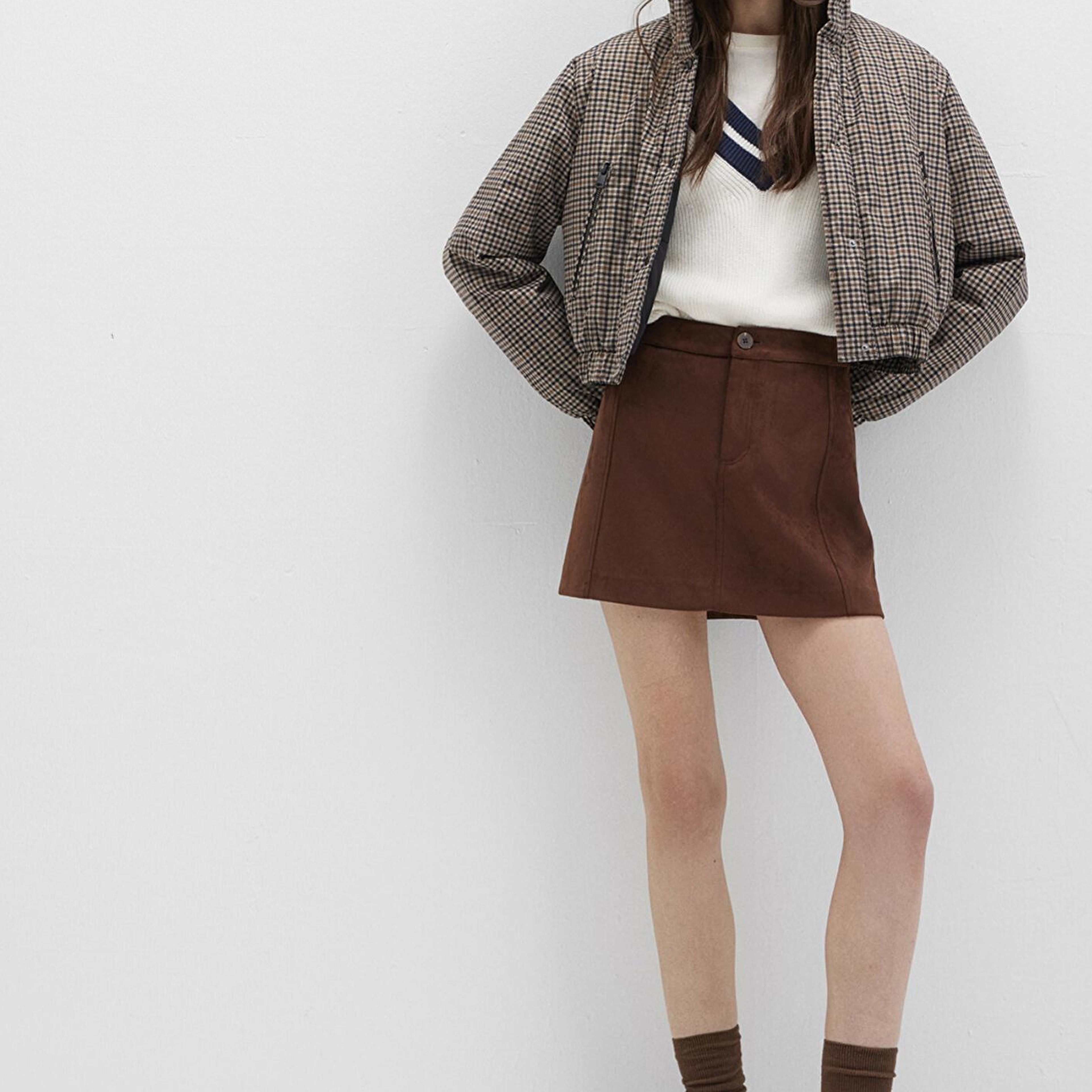 Mavi Suni Süet Kahverengi Mini Etek 1310782-70241