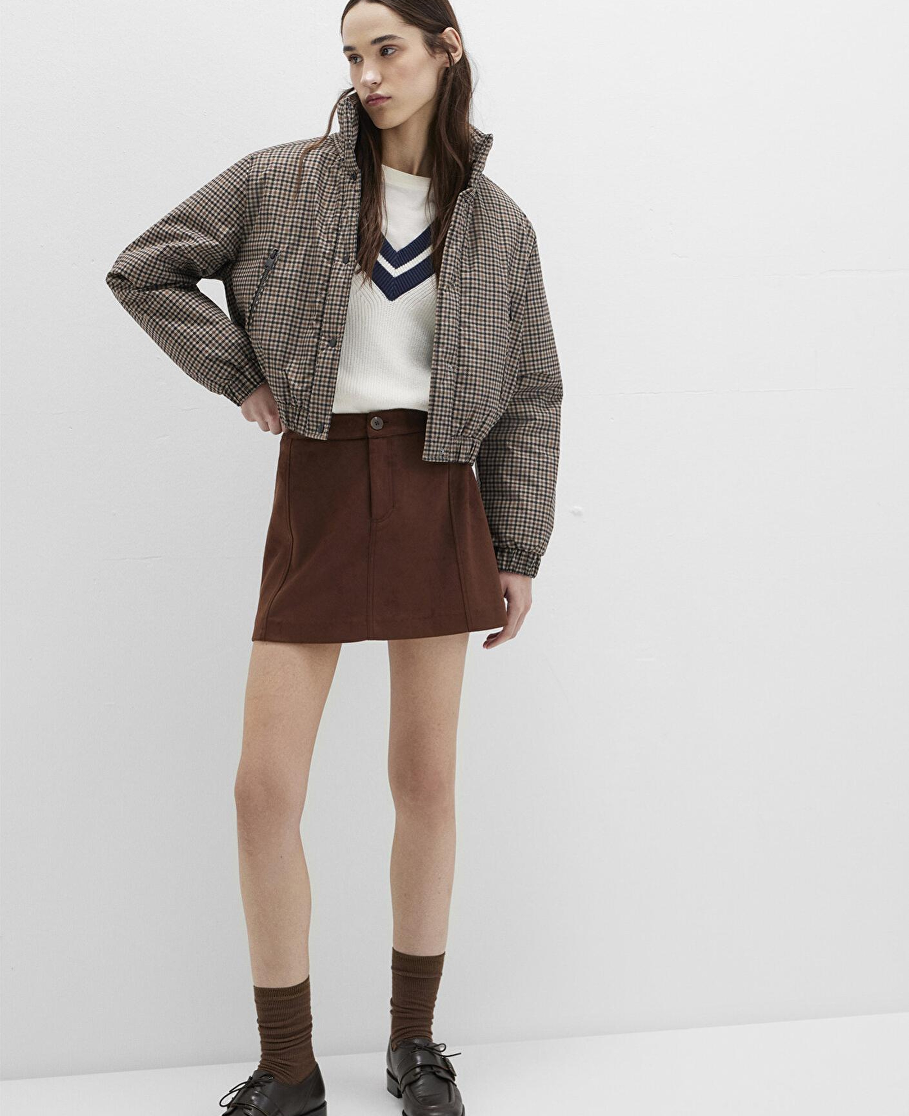 Mavi Suni Süet Kahverengi Mini Etek 1310782-70241