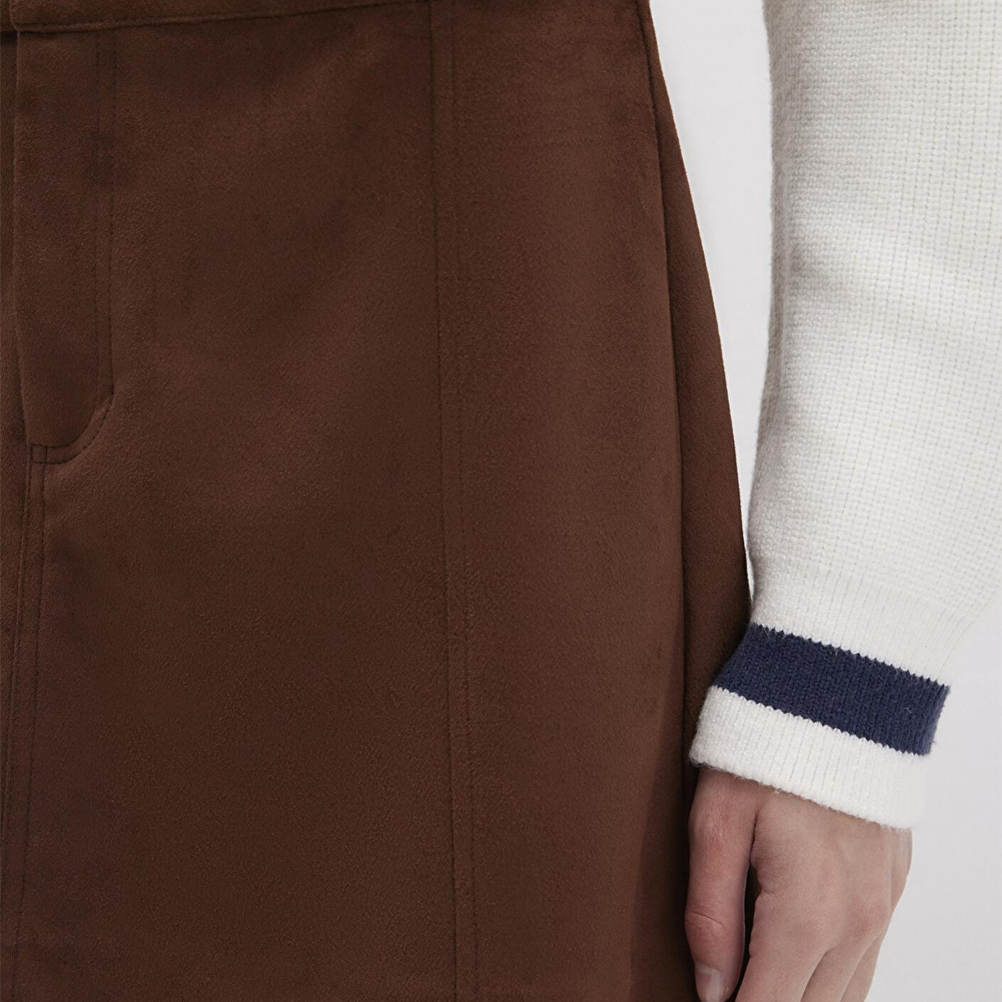 Mavi Suni Süet Kahverengi Mini Etek 1310782-70241