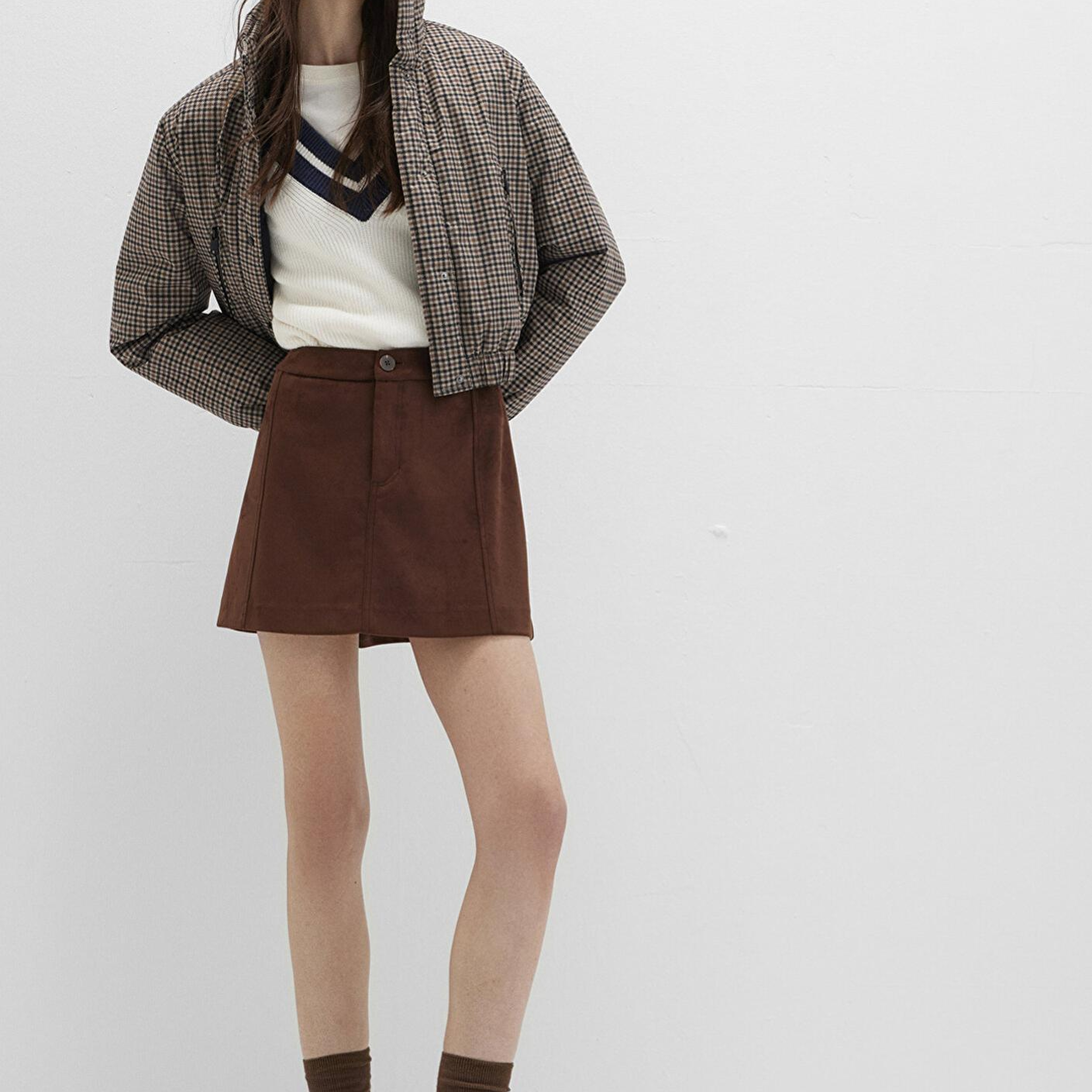 Mavi Suni Süet Kahverengi Mini Etek 1310782-70241