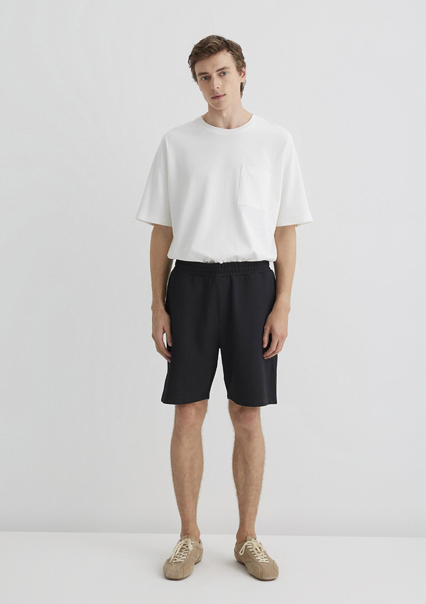 Mavi Siyah Örme Şort 0410314-900