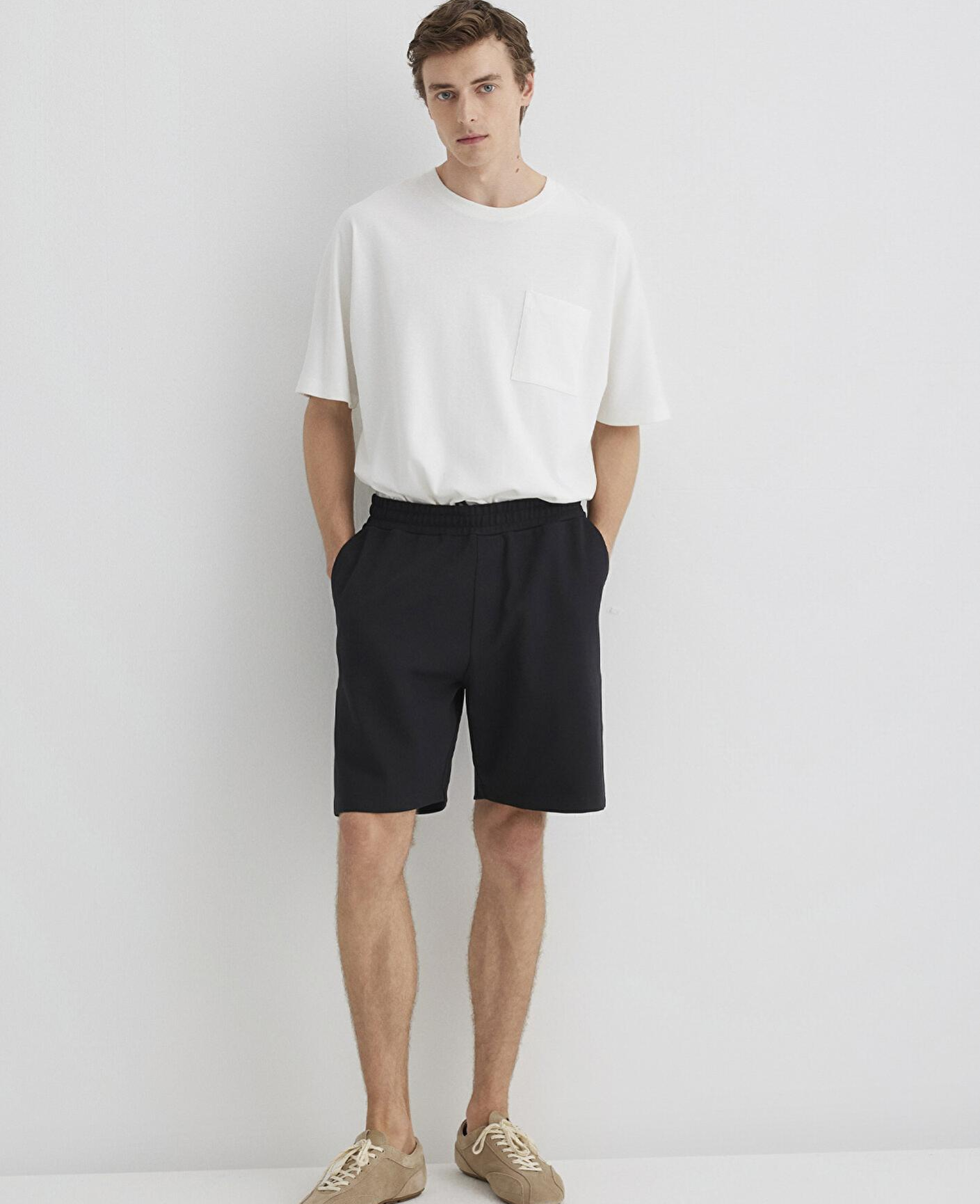 Mavi Siyah Örme Şort 0410314-900