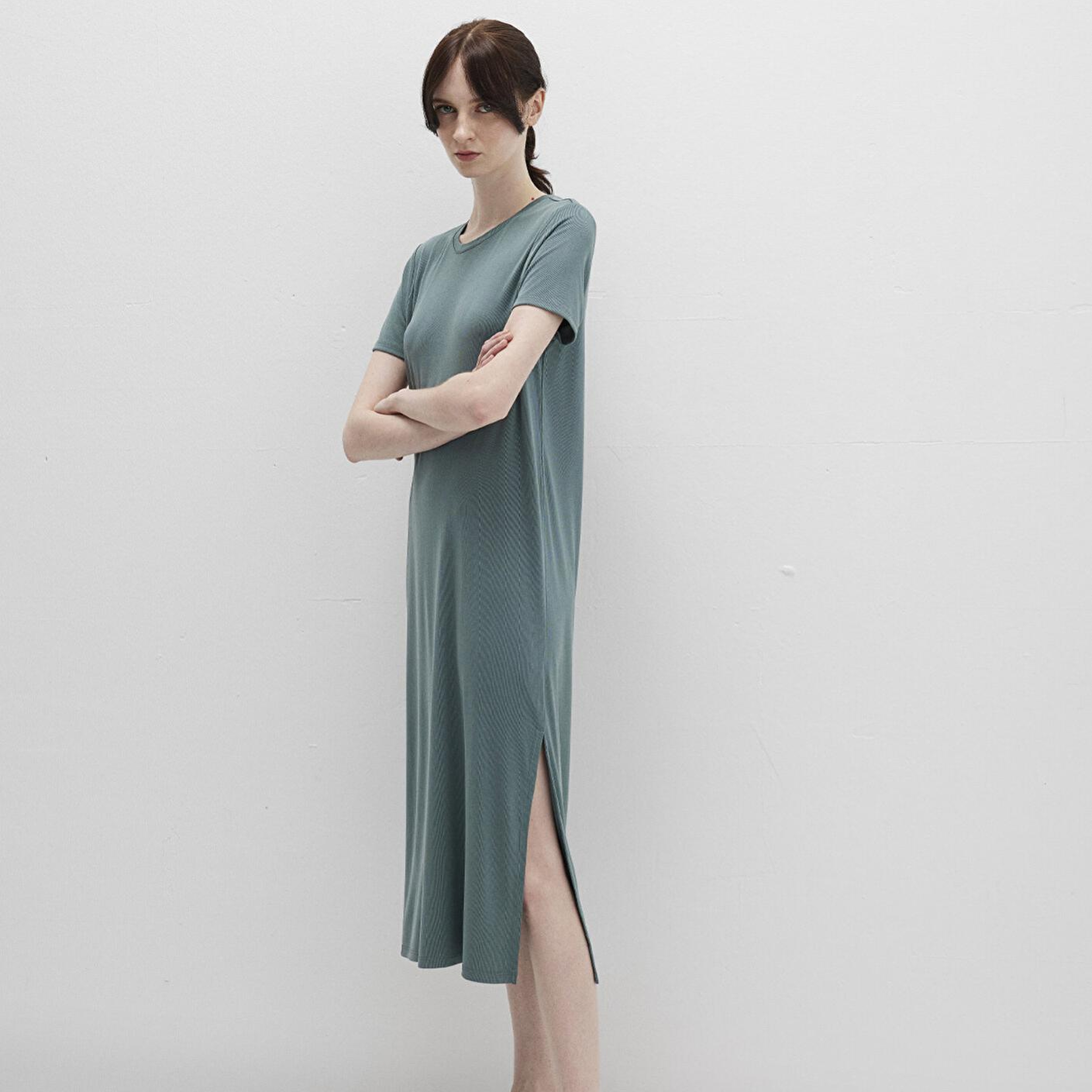 Mavi Yeşil (TENCEL™) Modal Karışımlı Midi Elbise 1310777-71917