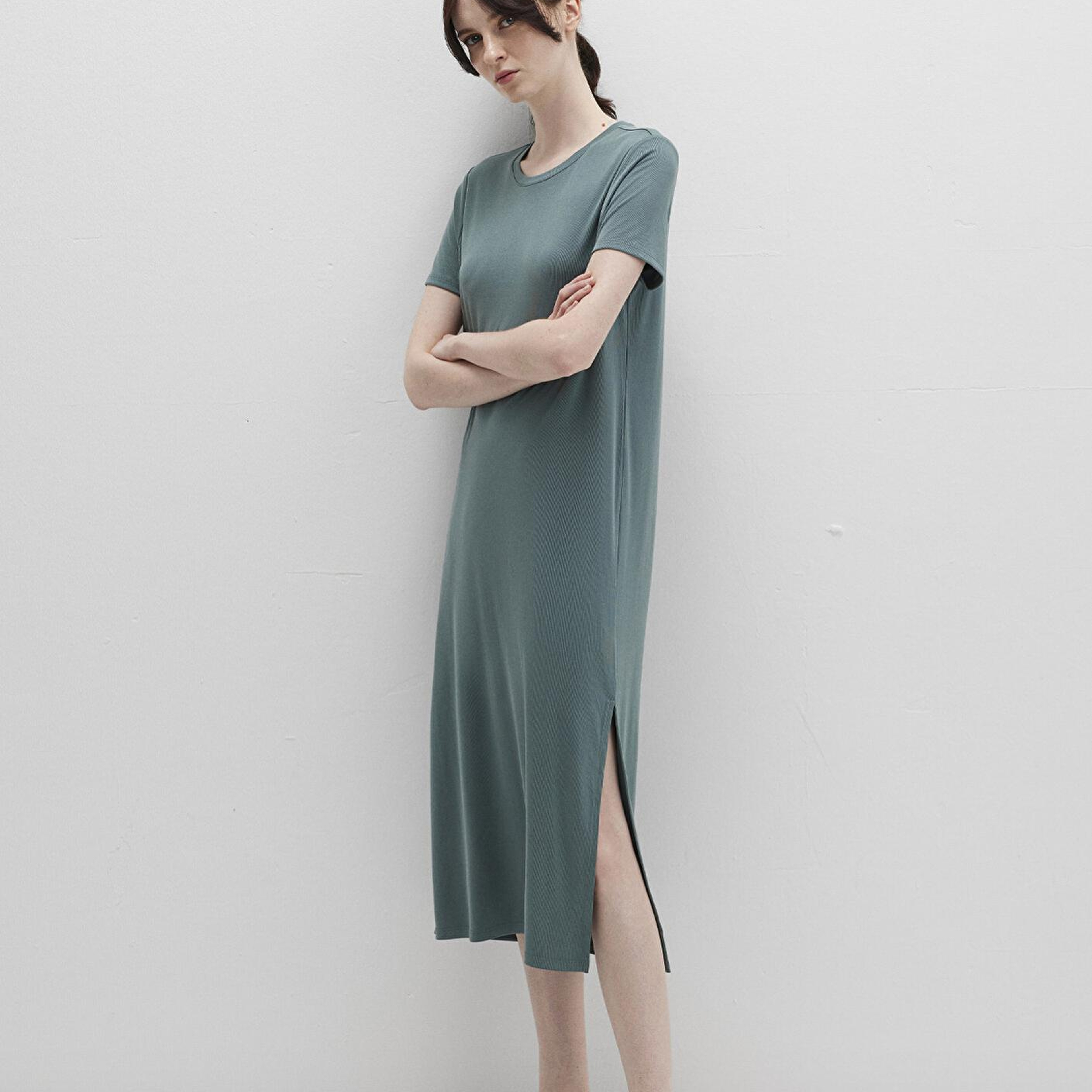 Mavi Yeşil (TENCEL™) Modal Karışımlı Midi Elbise 1310777-71917