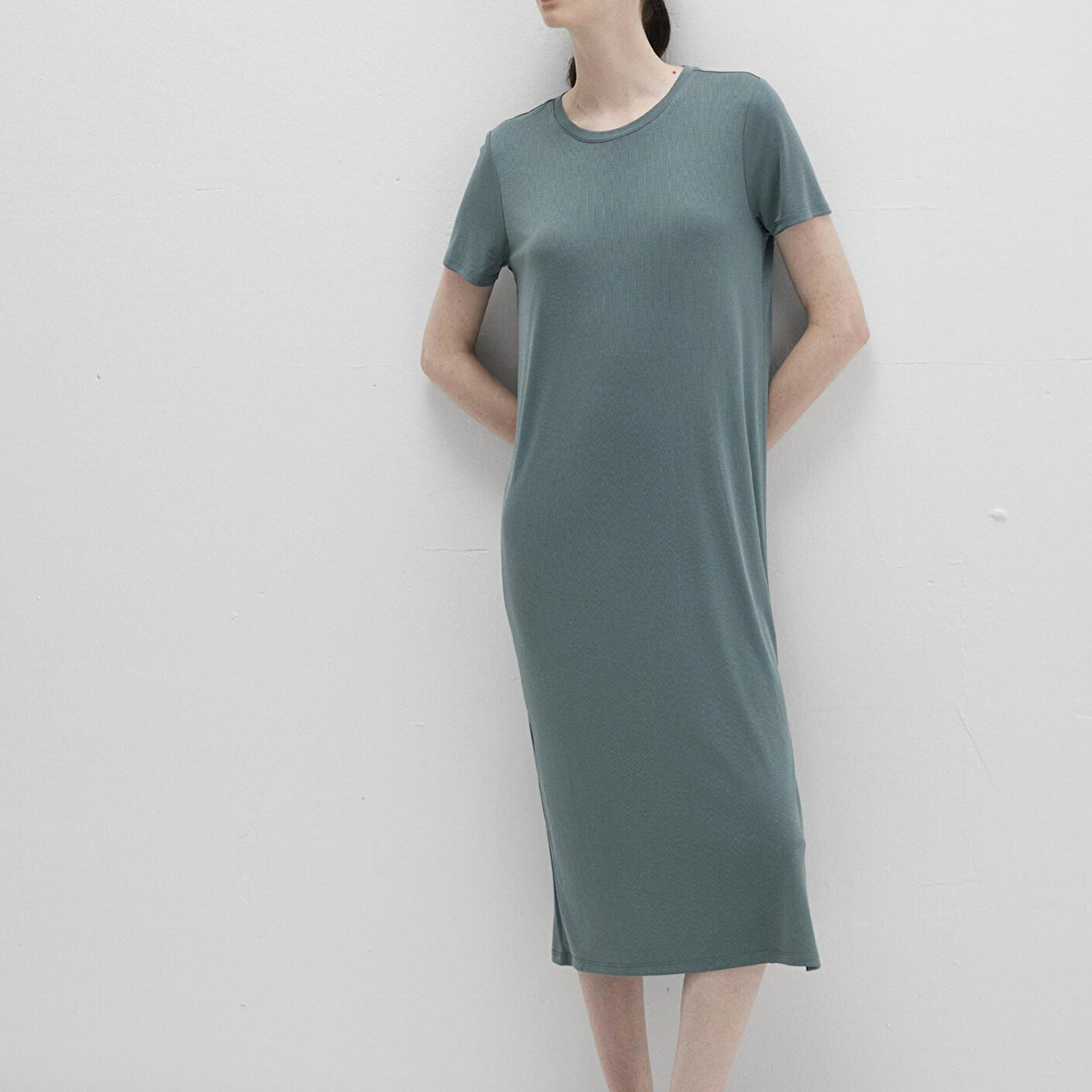 Mavi Yeşil (TENCEL™) Modal Karışımlı Midi Elbise 1310777-71917