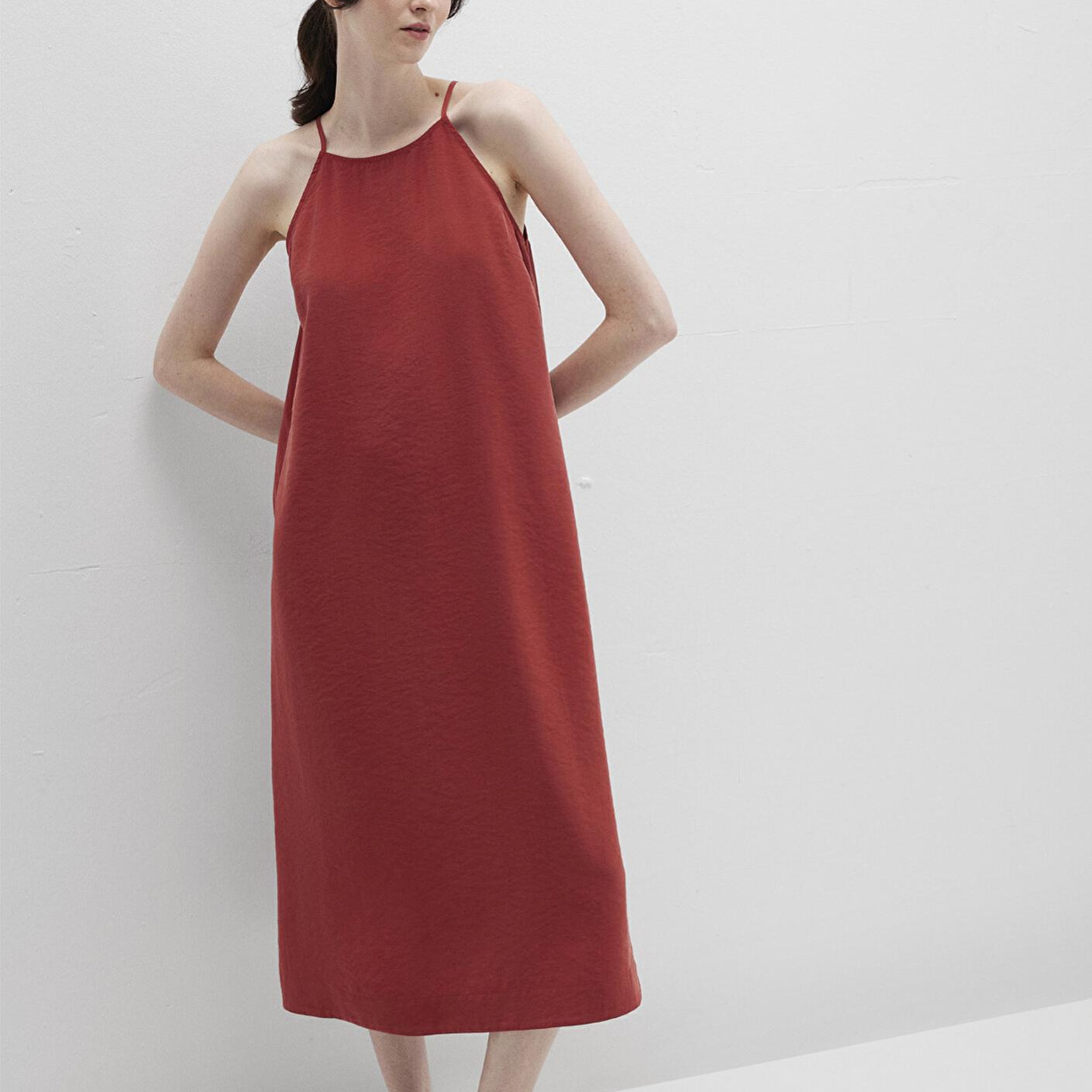 Mavi Askılı Kırmızı Elbise 1310770-70450