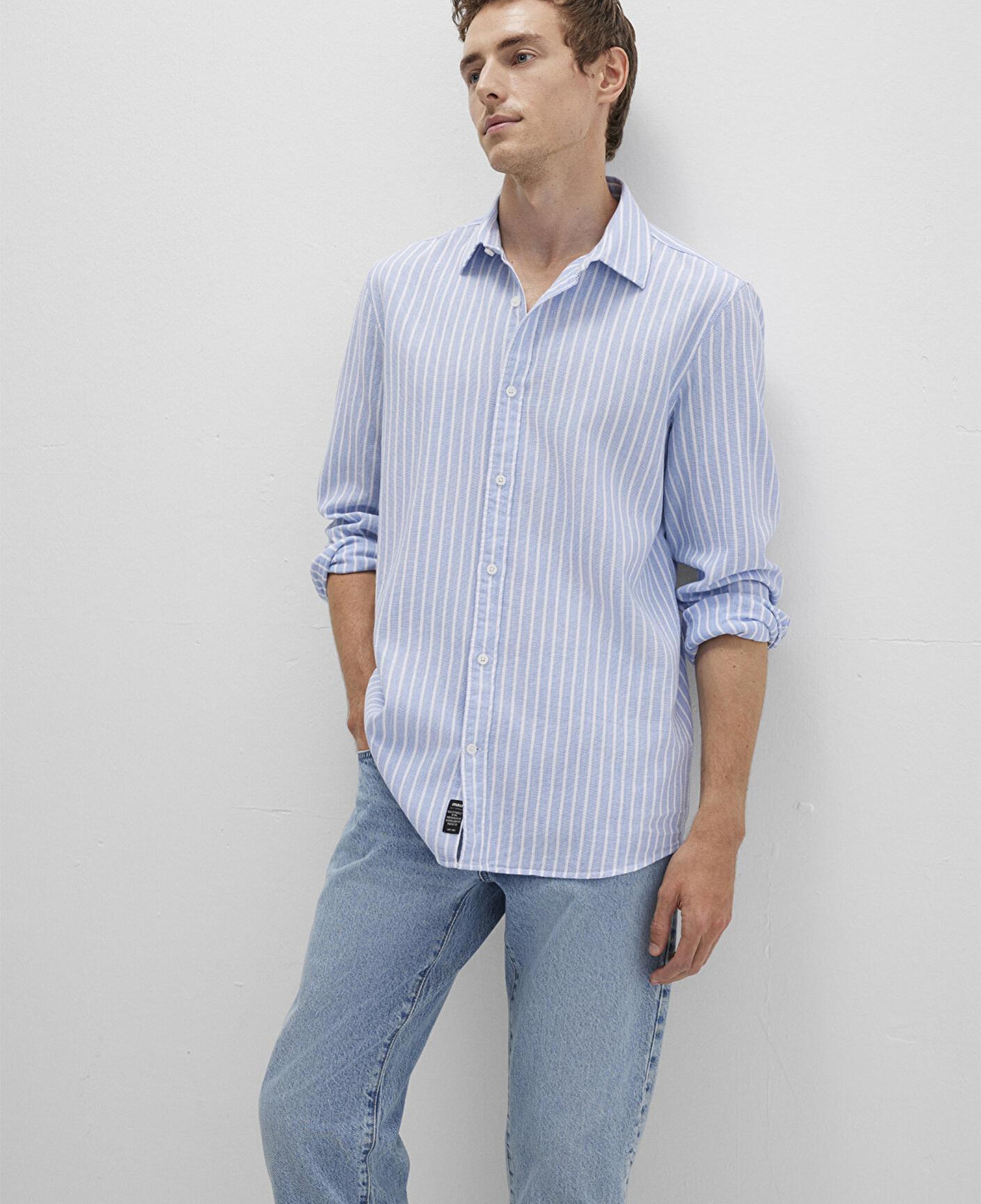 Mavi Çizgili Mavi Gömlek Regular Fit / Normal Kesim 0211693-90912