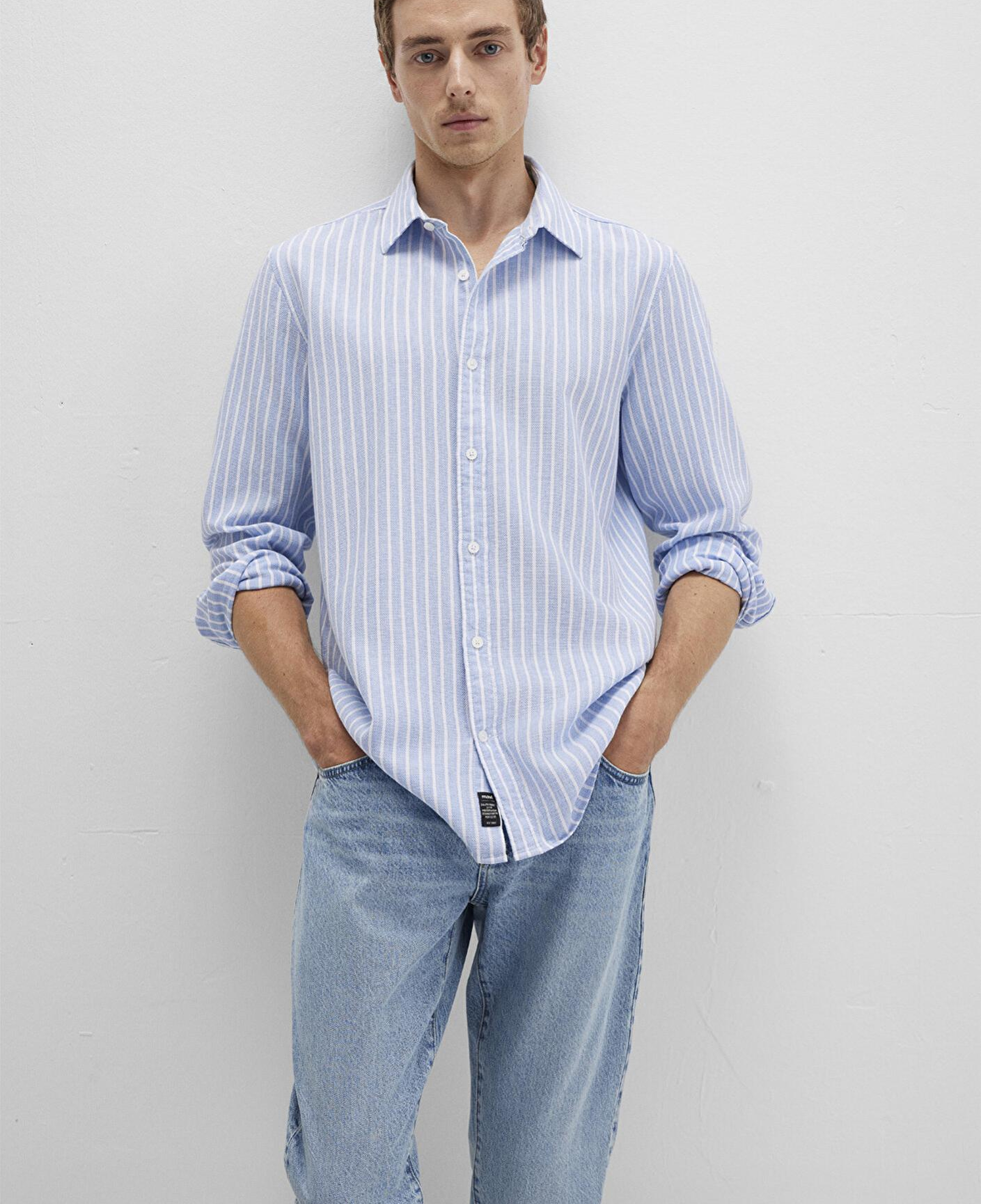 Mavi Çizgili Mavi Gömlek Regular Fit / Normal Kesim 0211693-90912