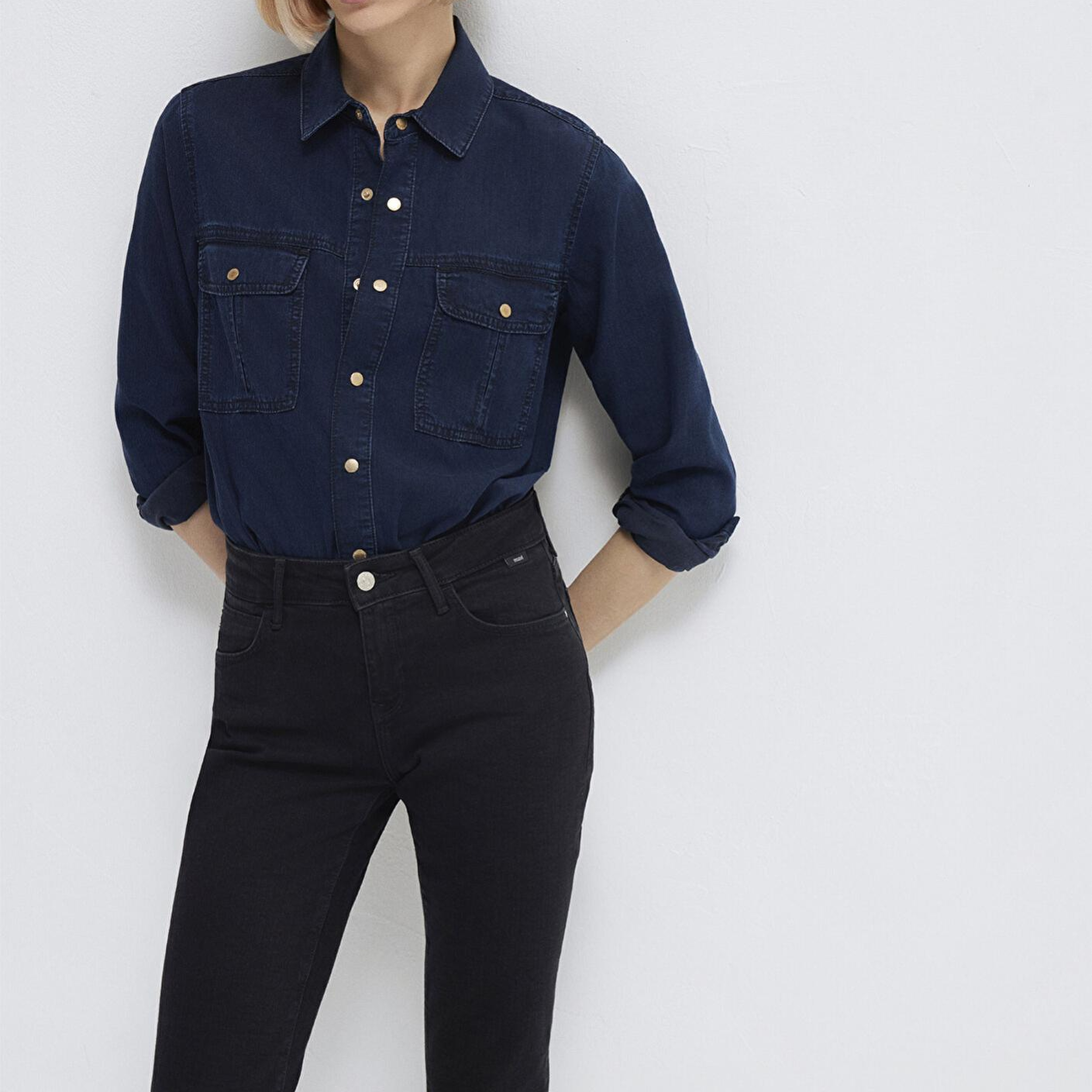 Mavi Nia Gold Premium Mürekkep Mavi Jean Gömlek Fitted / Vücuda Oturan Kesim 1211137-90540