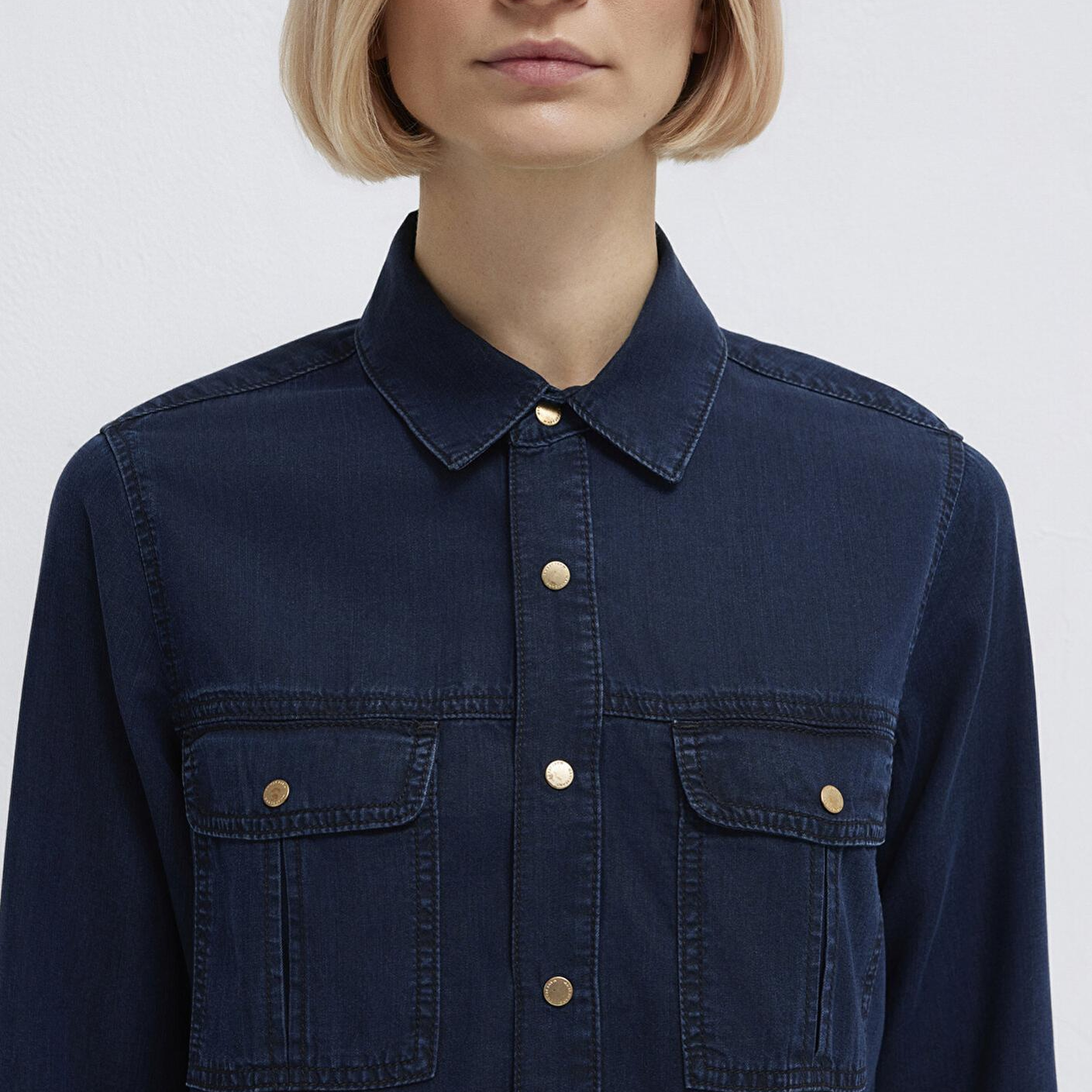 Mavi Nia Gold Premium Mürekkep Mavi Jean Gömlek Fitted / Vücuda Oturan Kesim 1211137-90540