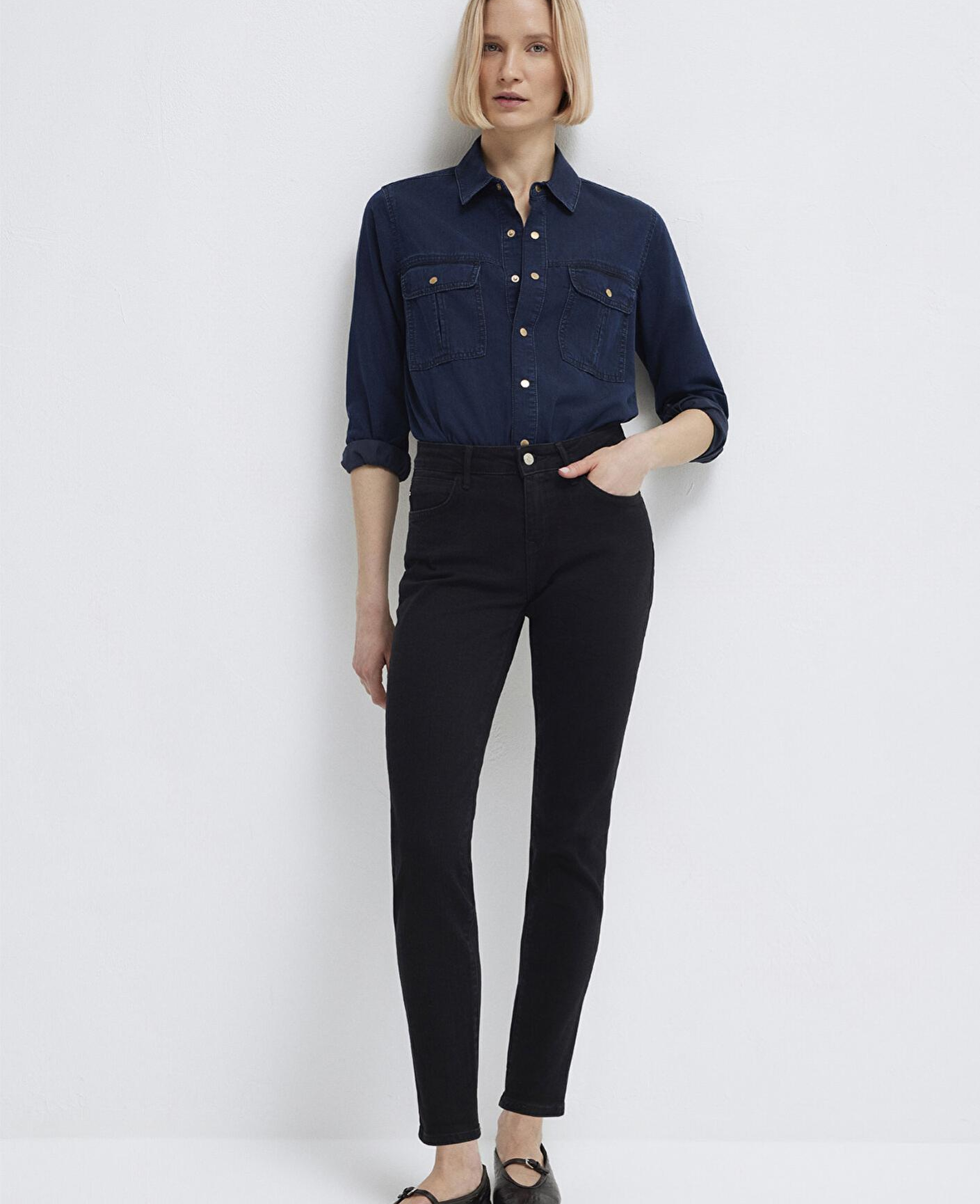 Mavi Nia Gold Premium Mürekkep Mavi Jean Gömlek Fitted / Vücuda Oturan Kesim 1211137-90540