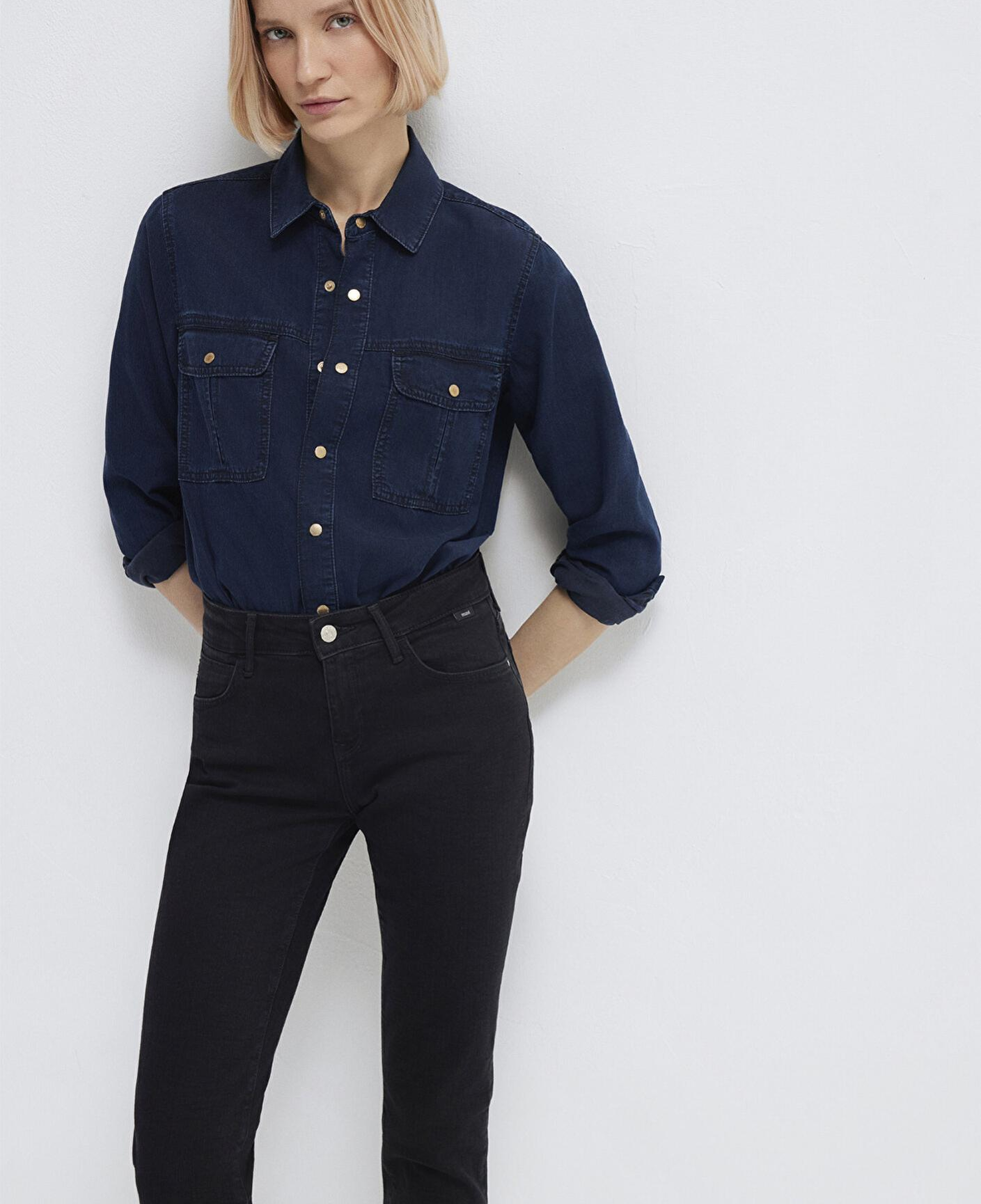 Mavi Nia Gold Premium Mürekkep Mavi Jean Gömlek Fitted / Vücuda Oturan Kesim 1211137-90540