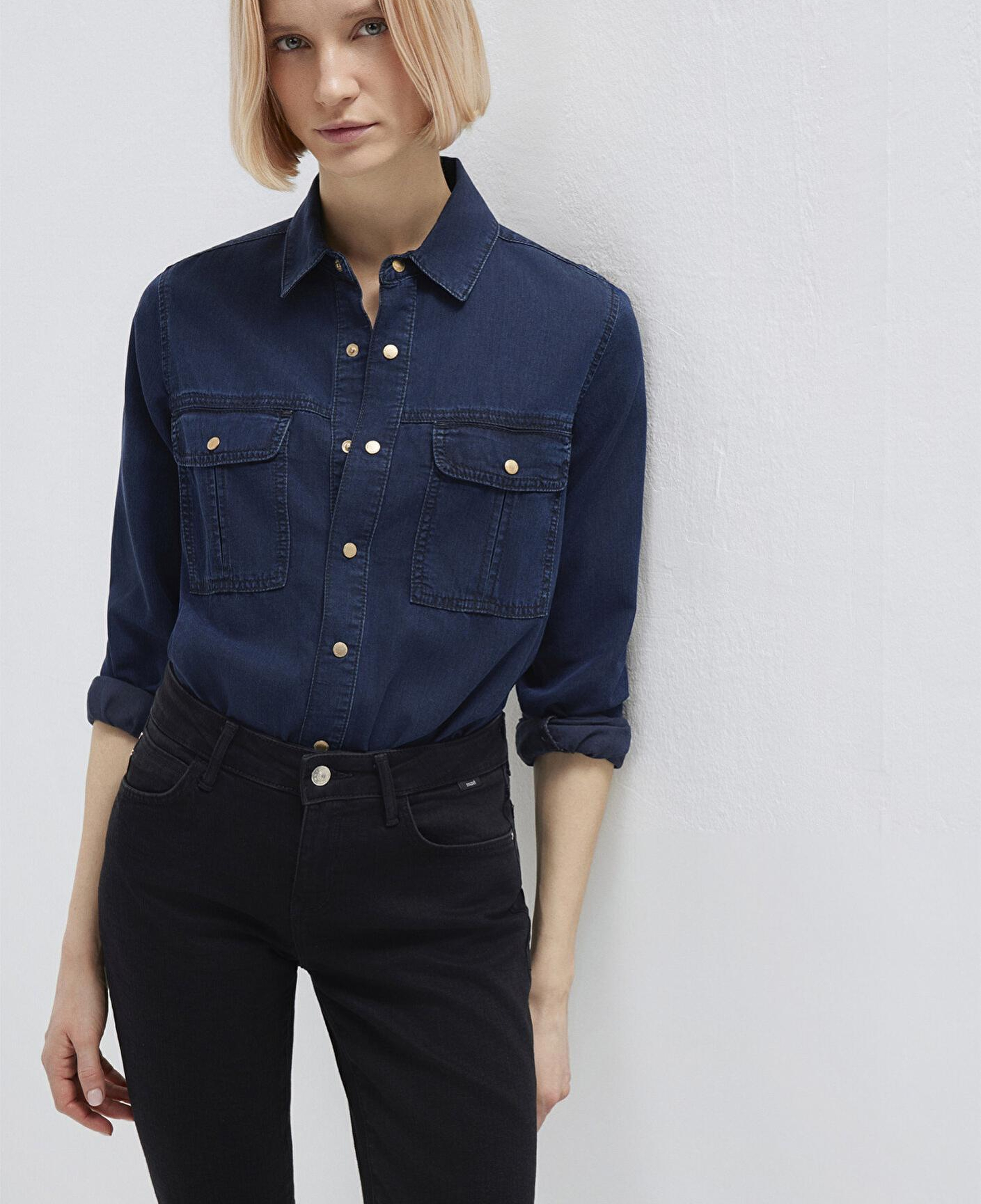 Mavi Nia Gold Premium Mürekkep Mavi Jean Gömlek Fitted / Vücuda Oturan Kesim 1211137-90540