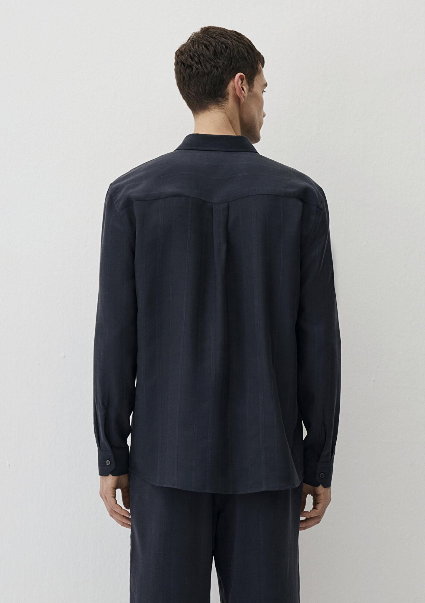 Mavi Lacivert (TENCEL™) Liyosel Gömlek Regular Fit / Normal Kesim 0211622-83884