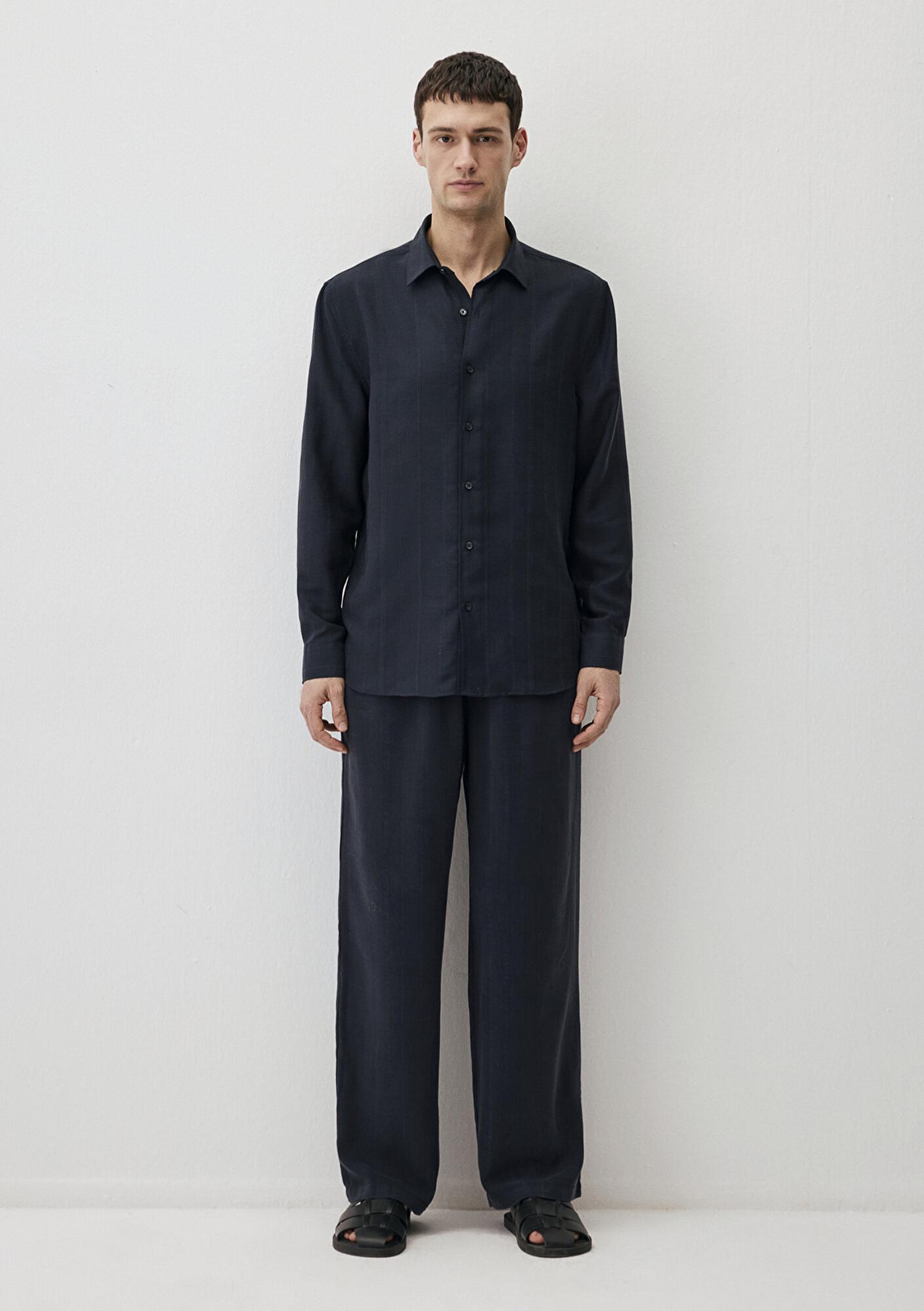 Mavi Lacivert (TENCEL™) Liyosel Gömlek Regular Fit / Normal Kesim 0211622-83884