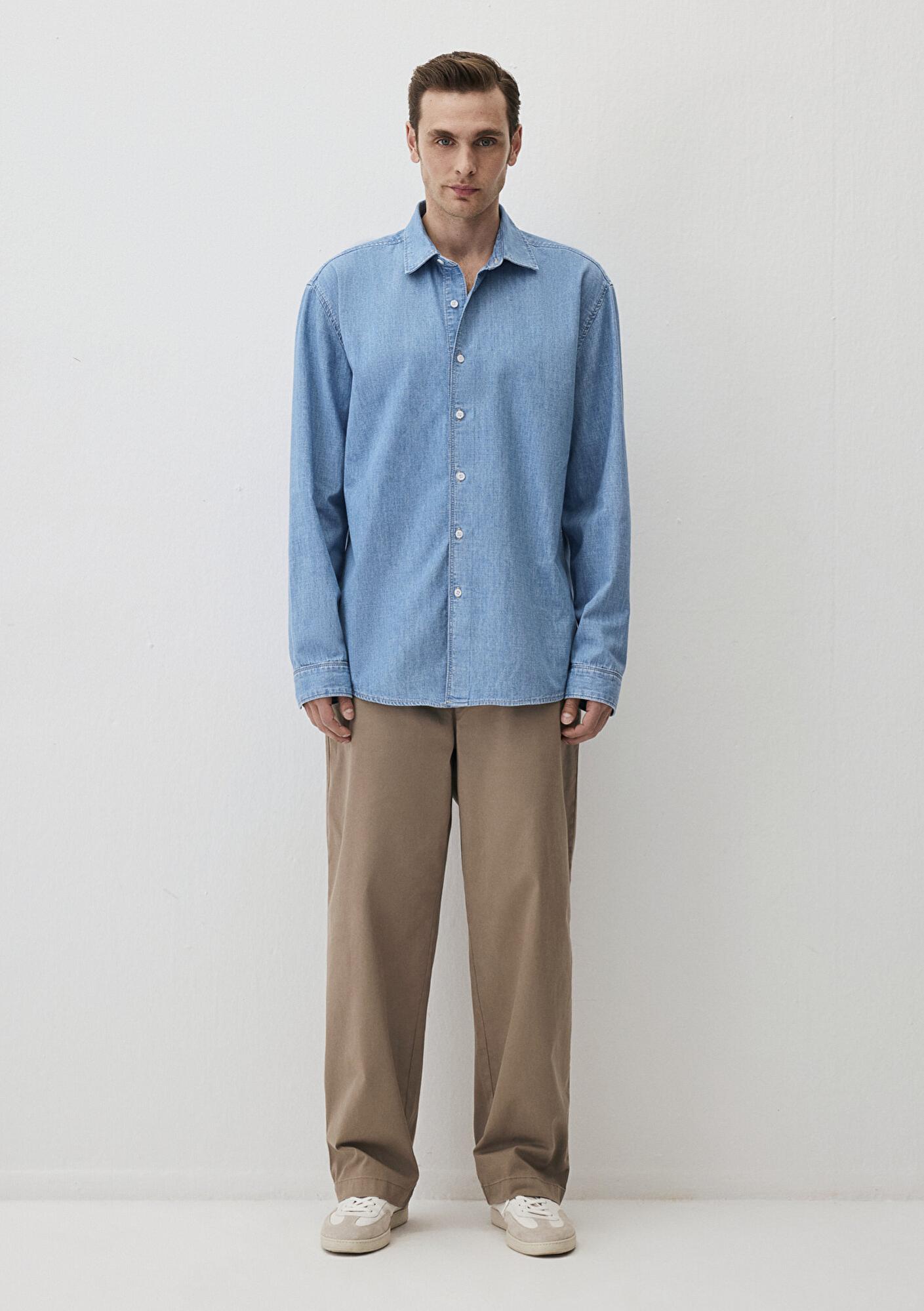 Mavi Theo Edition Açık Mavi Jean Gömlek Slim Fit / Dar Kesim 0211655-90893