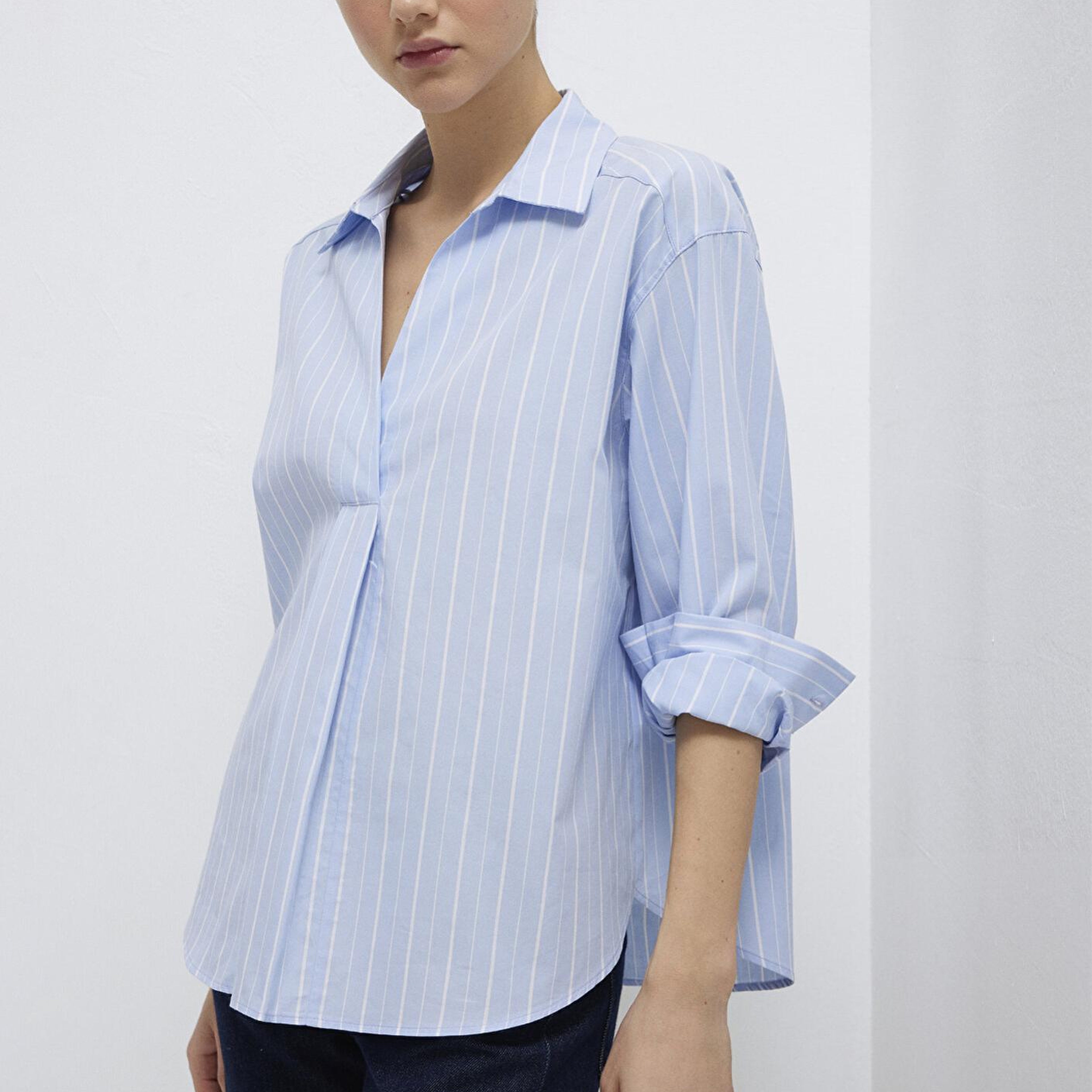 Mavi Beyaz Çizgili Mavi Bluz 1211226-84035