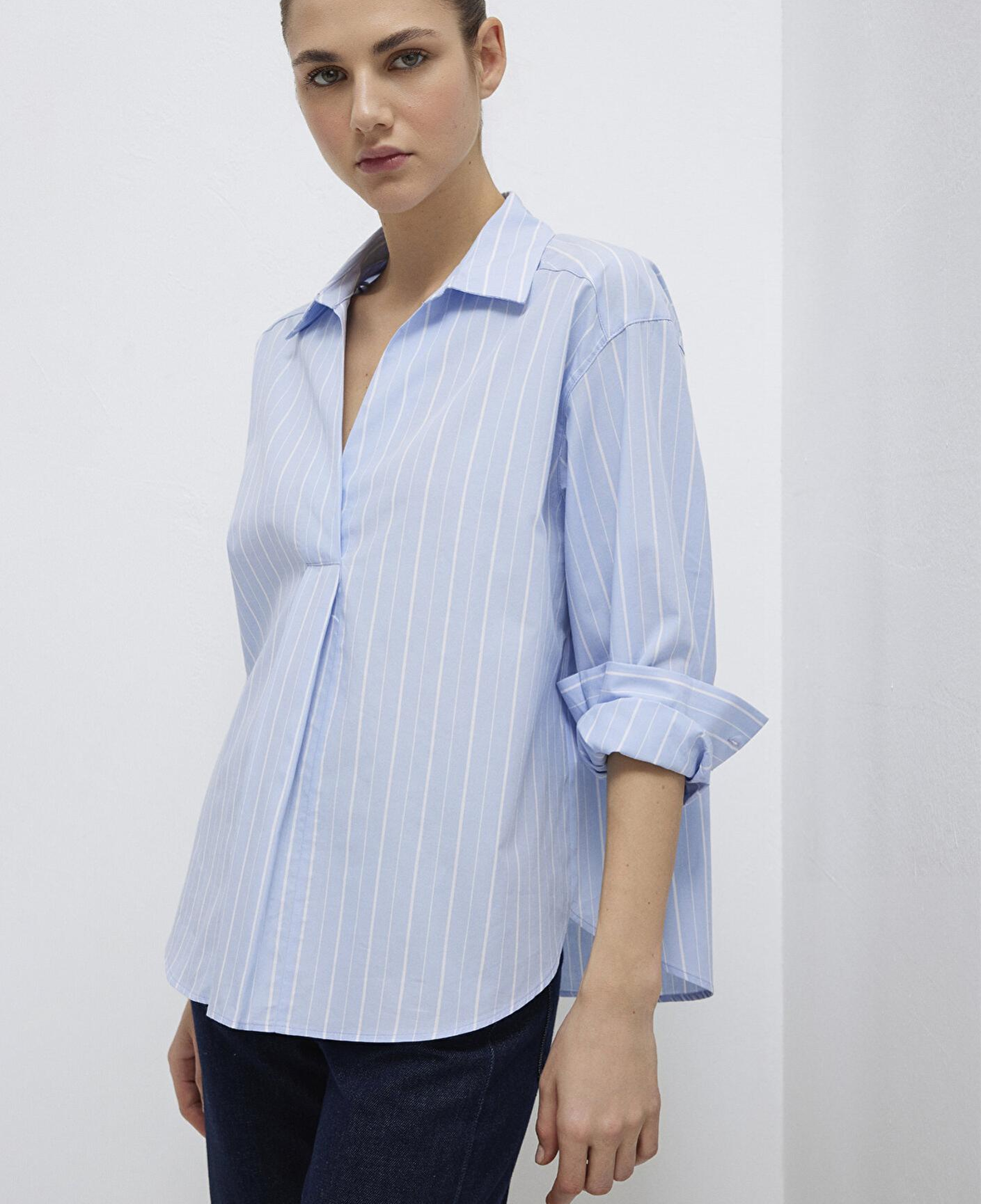 Mavi Beyaz Çizgili Mavi Bluz 1211226-84035