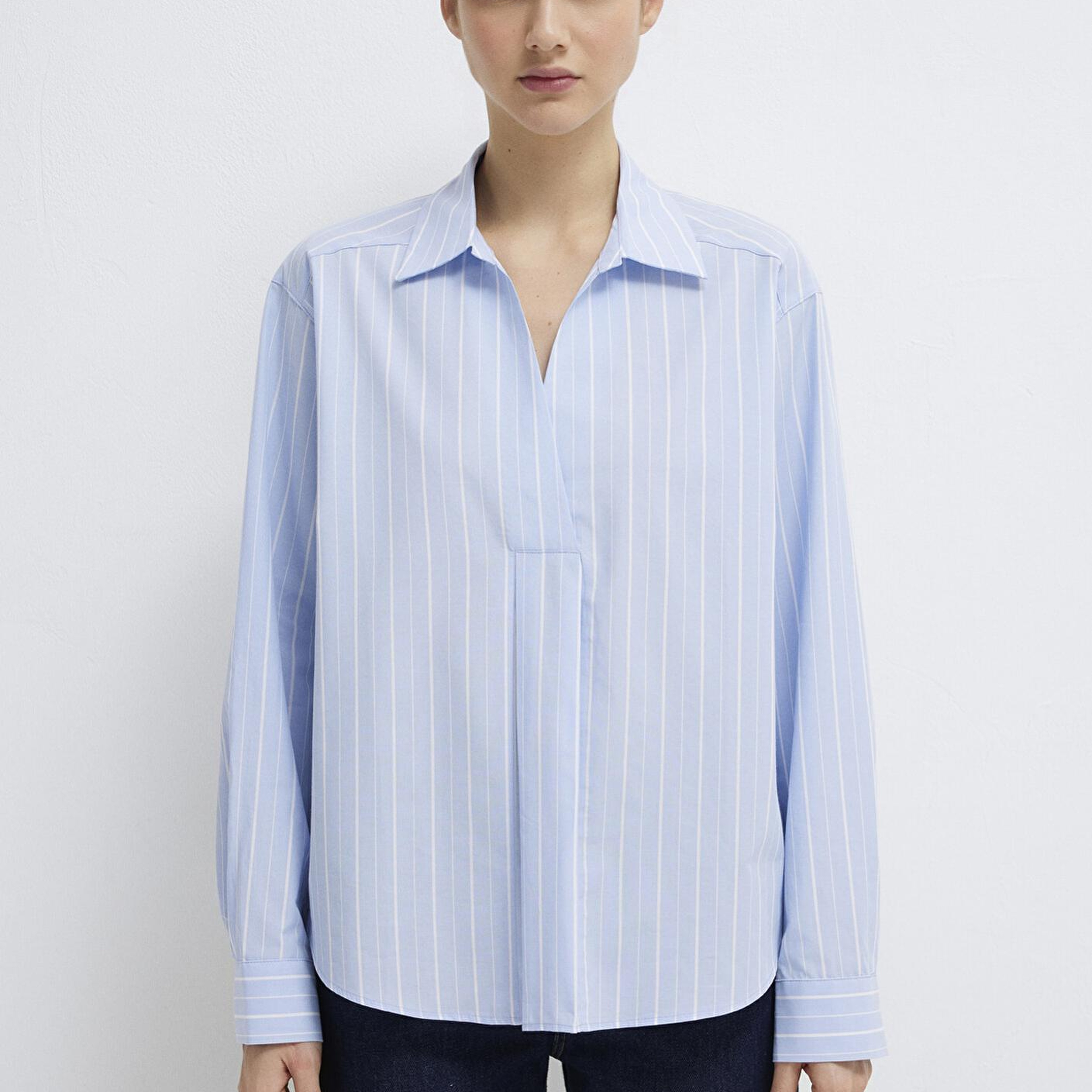 Mavi Beyaz Çizgili Mavi Bluz 1211226-84035