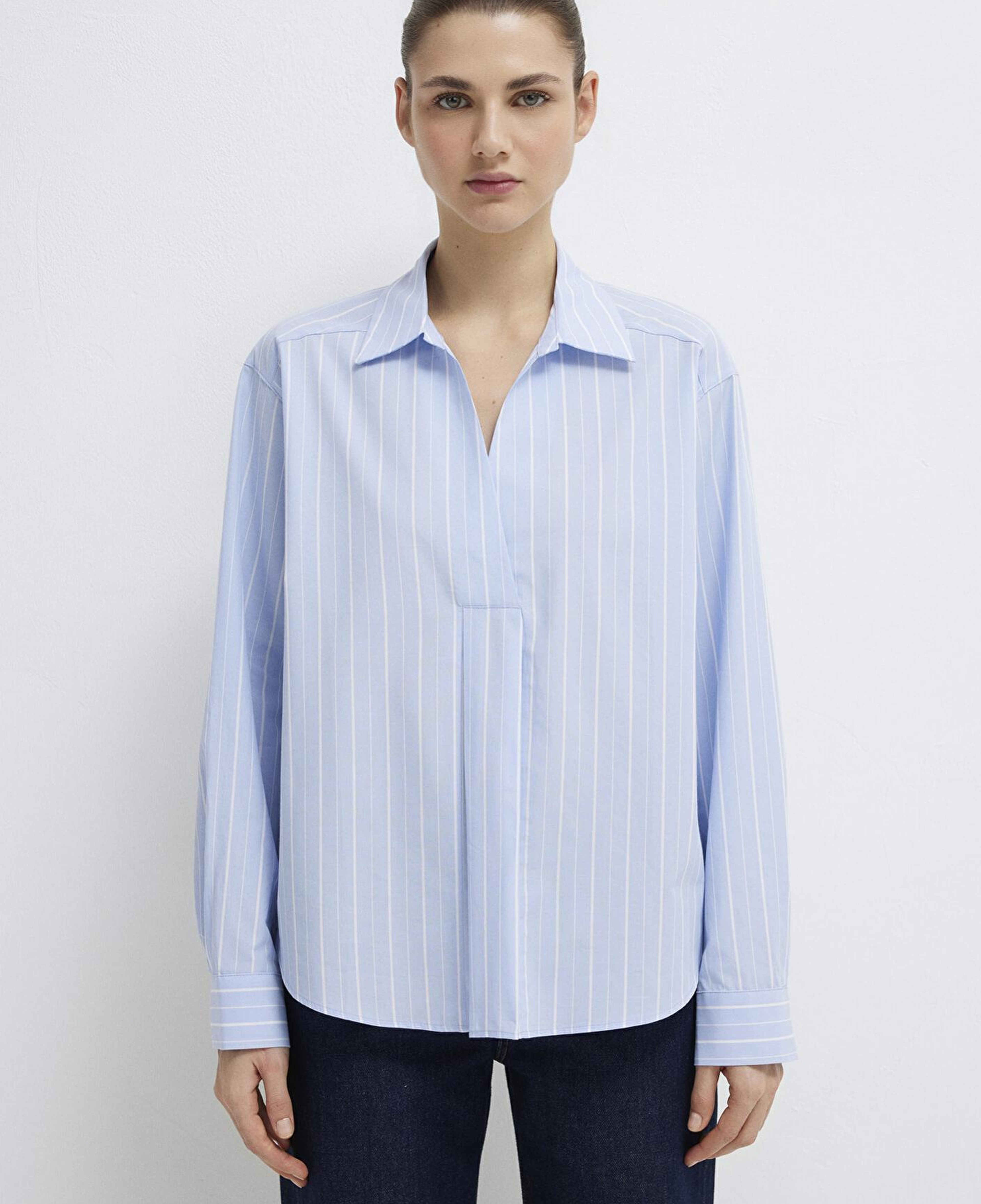 Mavi Beyaz Çizgili Mavi Bluz 1211226-84035