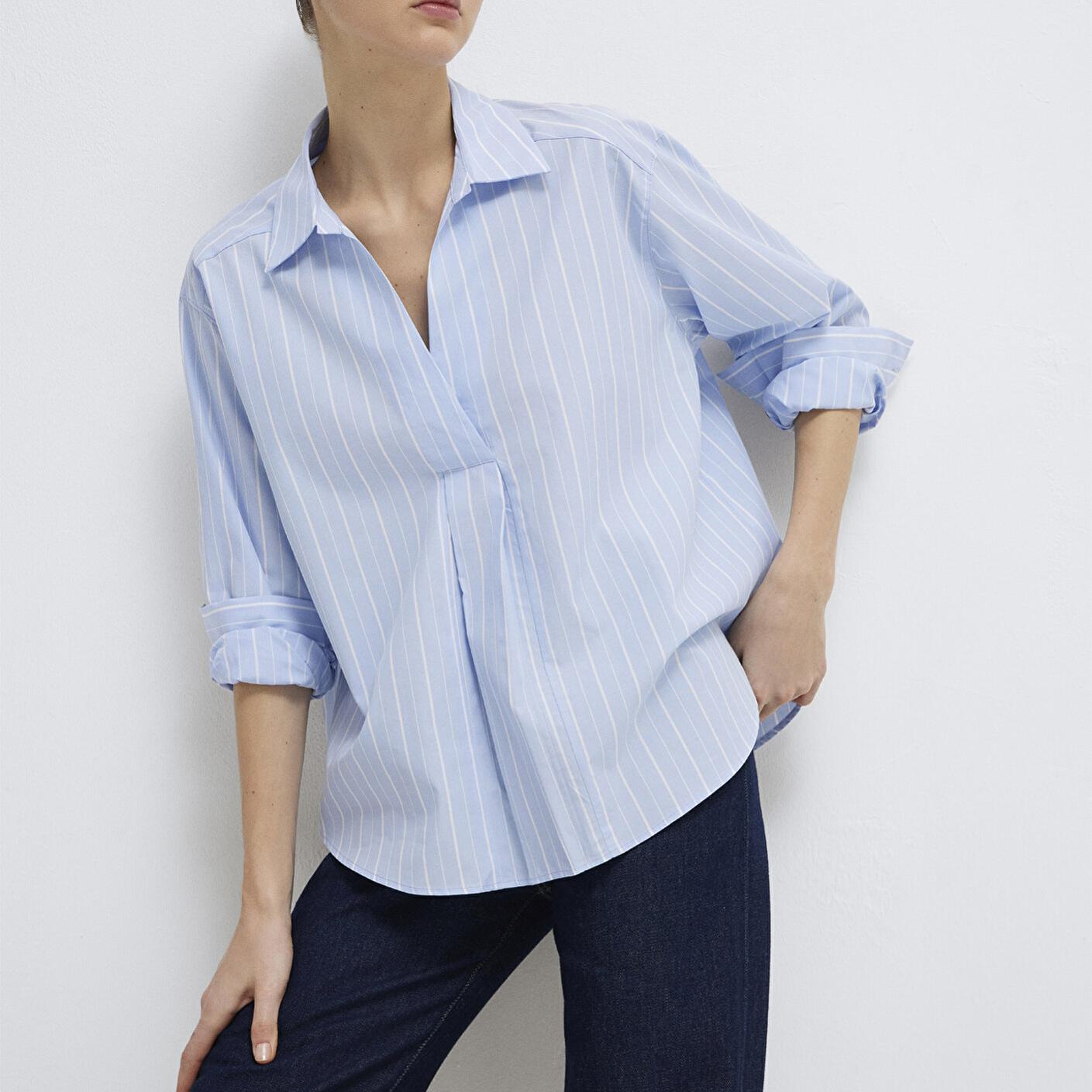 Mavi Beyaz Çizgili Mavi Bluz 1211226-84035