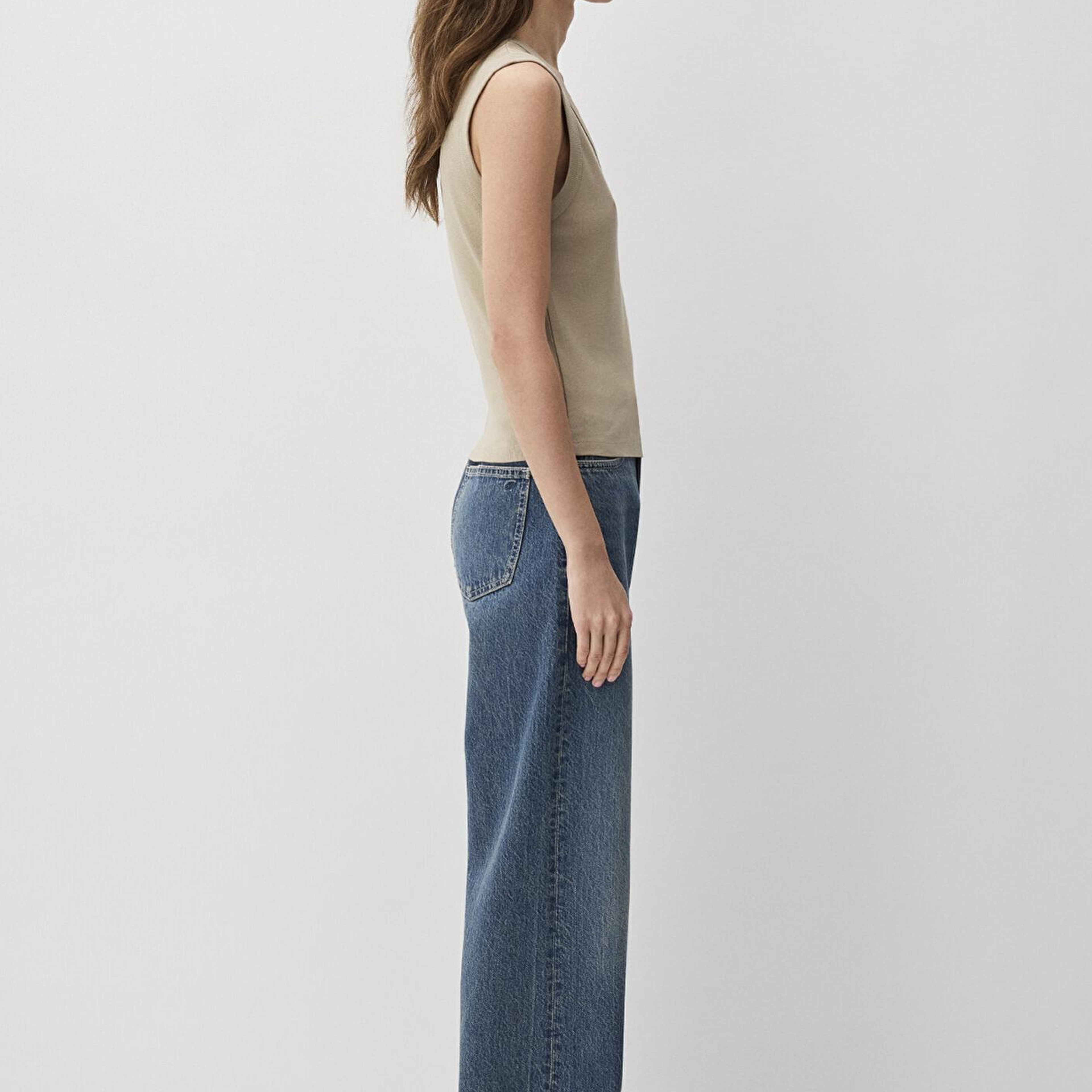 Mavi Kahverengi  V Yaka Kolsuz Bluz 1613248-80656