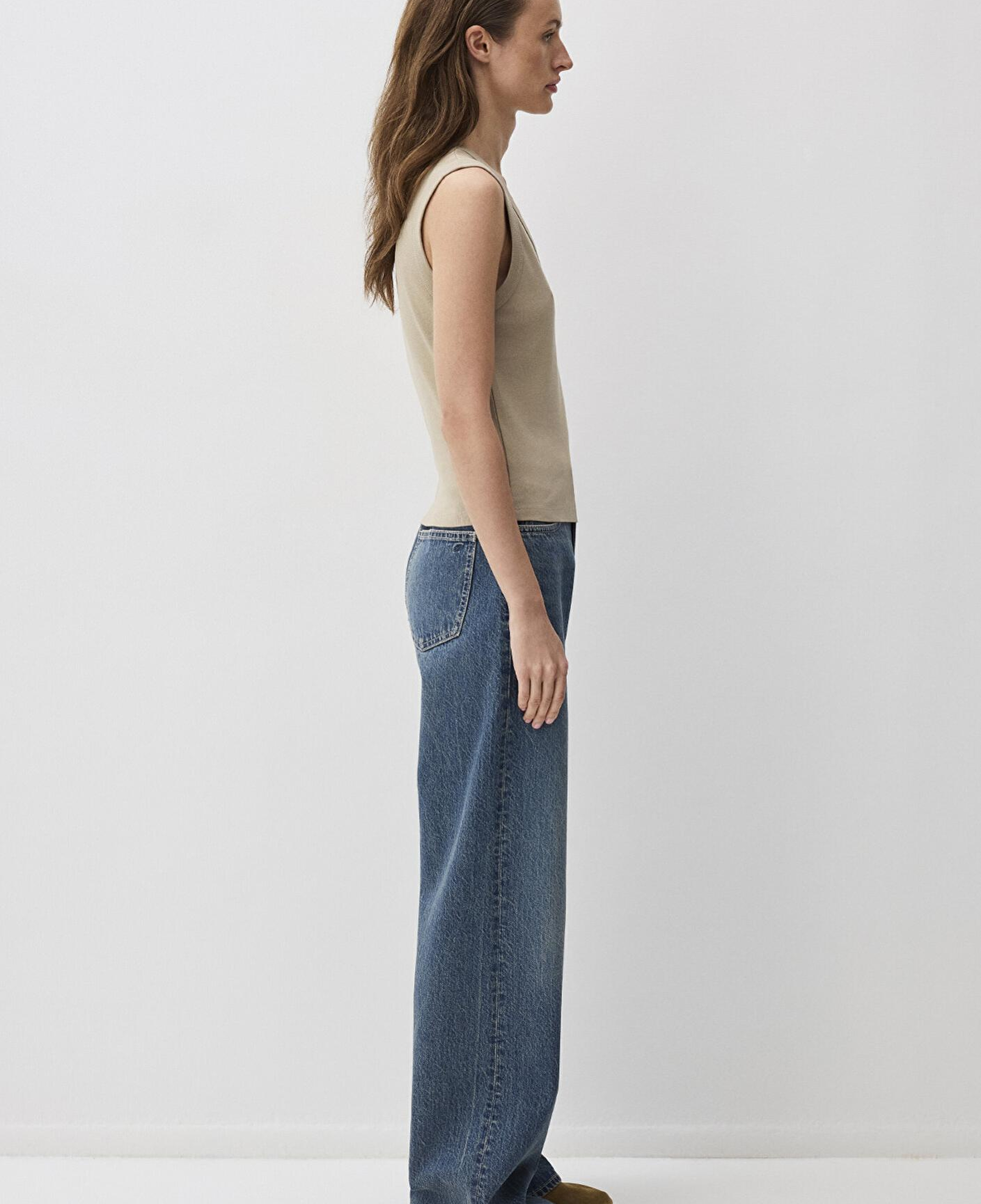 Mavi Kahverengi V Yaka Kolsuz Bluz 1613248-80656