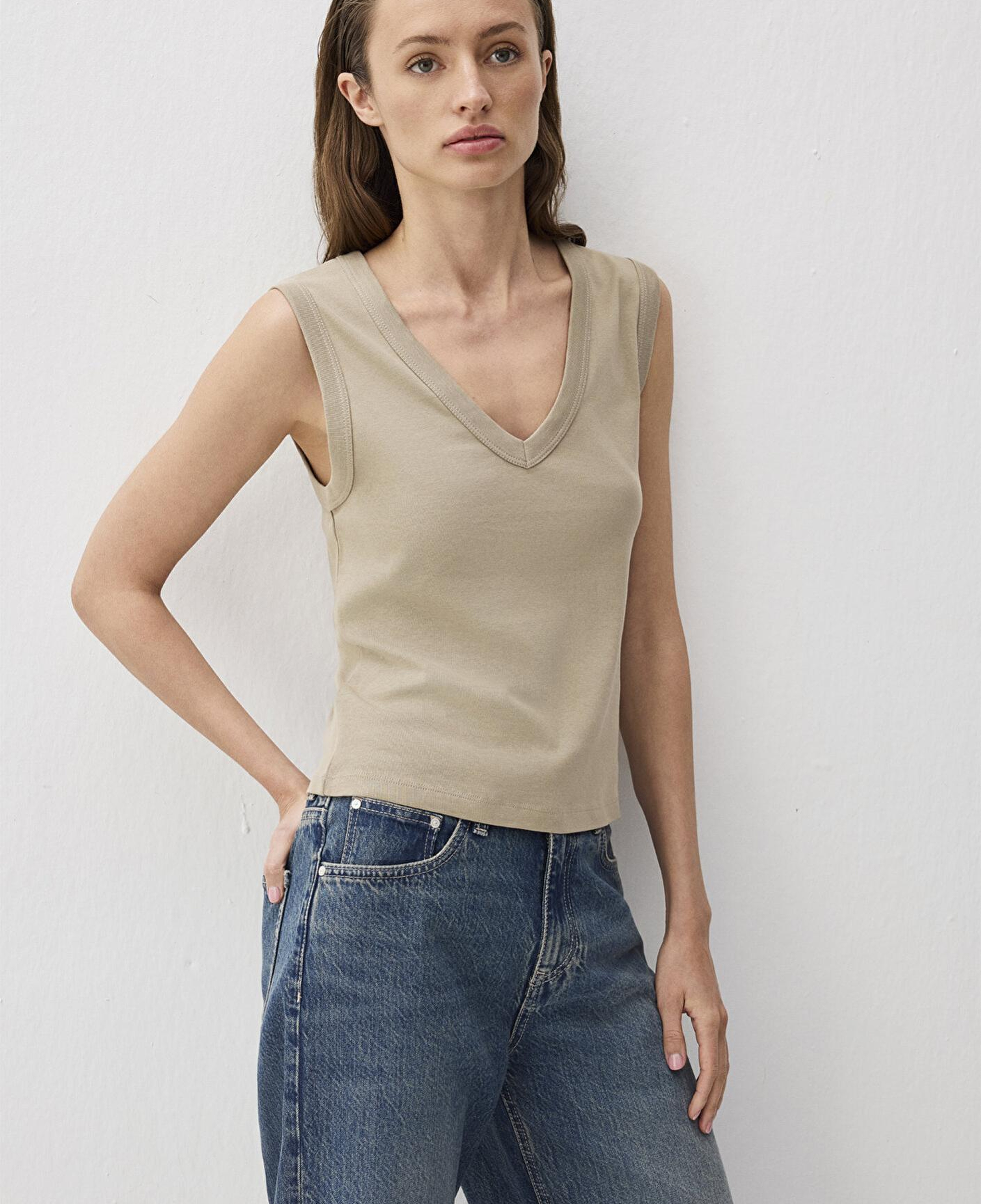 Mavi Kahverengi V Yaka Kolsuz Bluz 1613248-80656