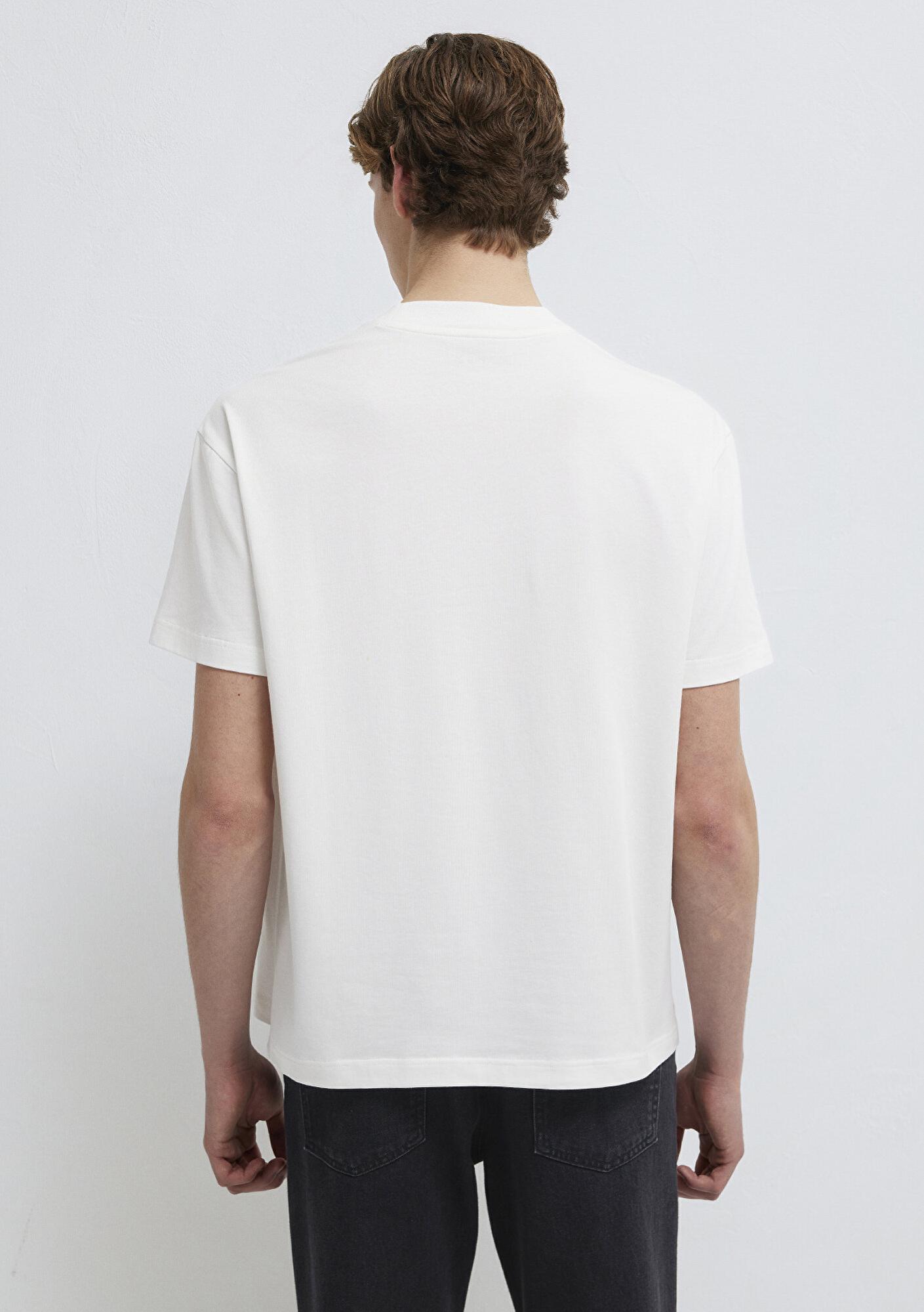 Mavi Mavi Pro Logo Ekru Tişört Loose Fit / Bol Rahat Kesim 0612745-70057