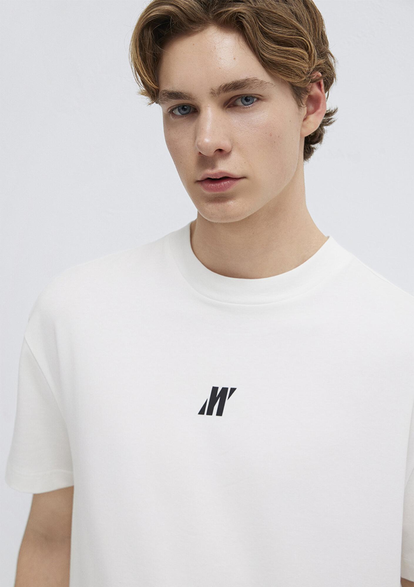 Mavi Mavi Pro Logo Ekru Tişört Loose Fit / Bol Rahat Kesim 0612745-70057